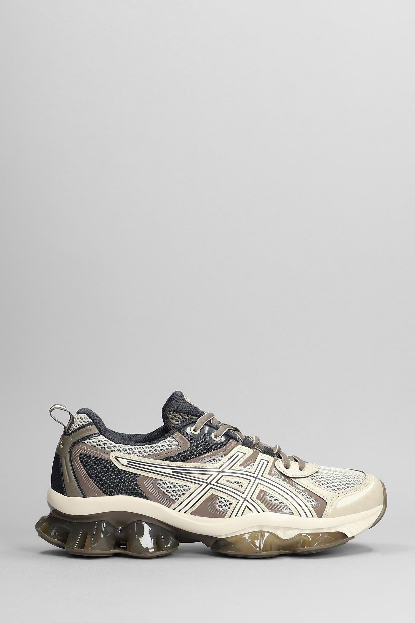 Gel-quantum Kinetic Sneakers In Beige Leather And Fabric