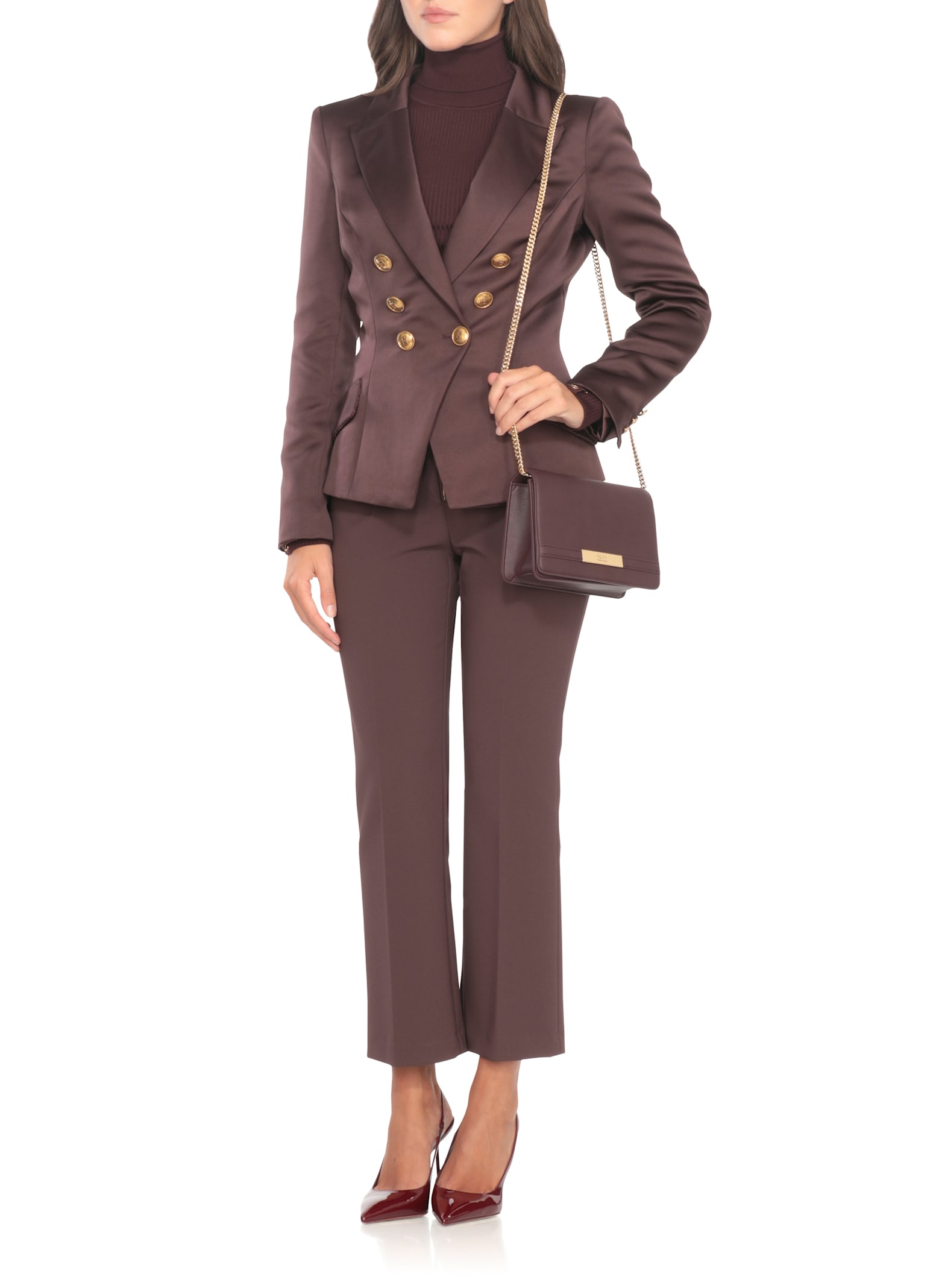 Elisabetta Franchi Duchesse Blazer With Jewel Buttons In Purple