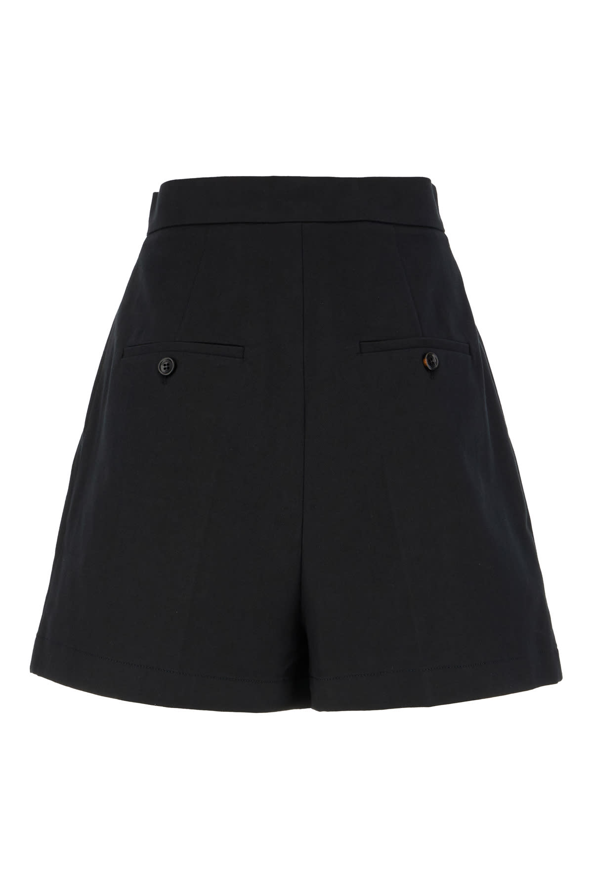 Max Mara Bermuda Shorts In Stretch Cotton In Nero