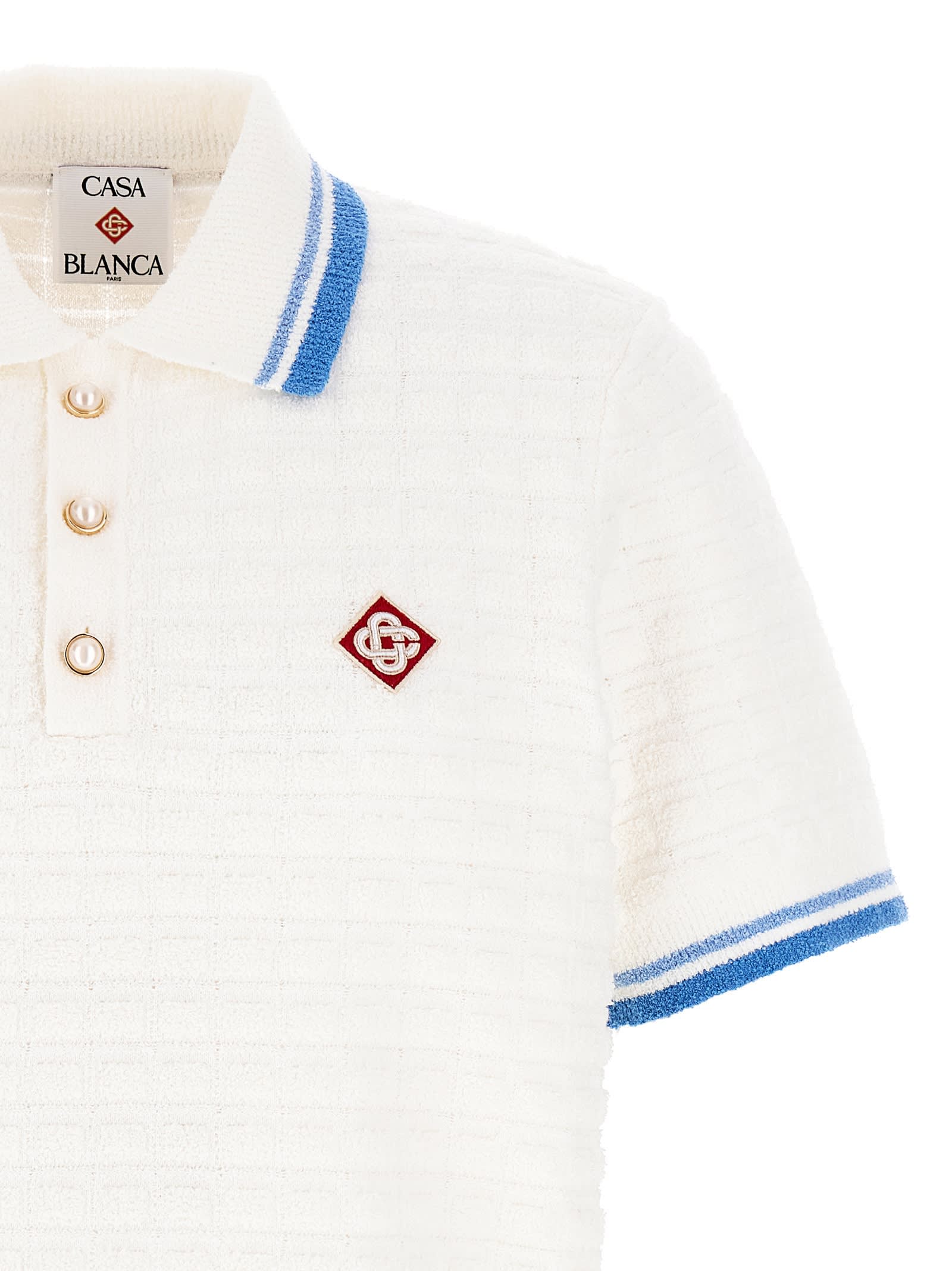 Casablanca White Shirt With Classic Collar And Chest Logo Patch In Cotton Man In White