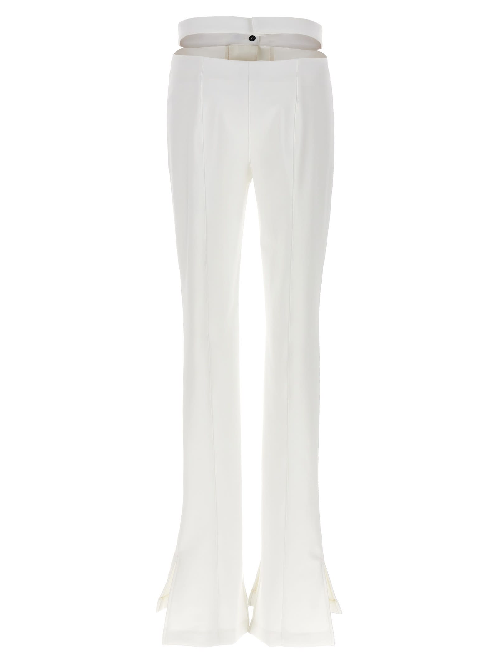 Shop Mugler Cut-out Pants In White