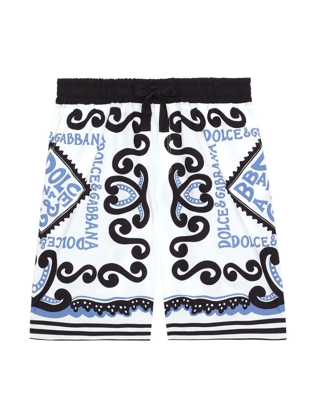 Dolce & Gabbana Kids' Bermuda Shorts With Marina Print In Blue