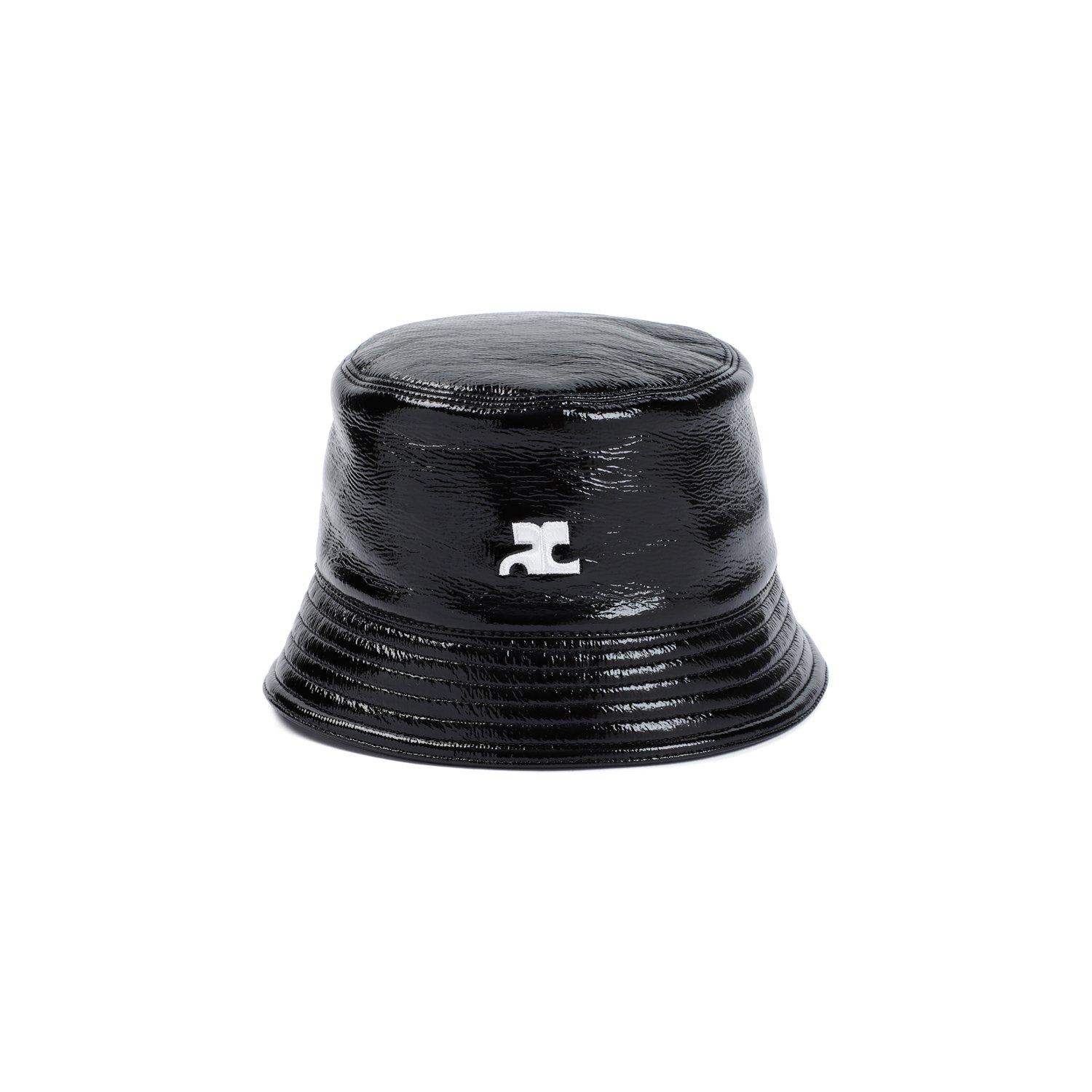 Shop Courrèges Signature Vinyl Bucket Hat In Black