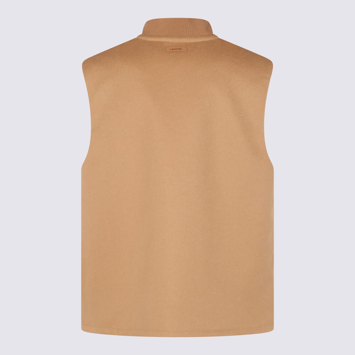 Lardini Ribbed Collar Sleeveless Design Front Pockets Jacket In Brown