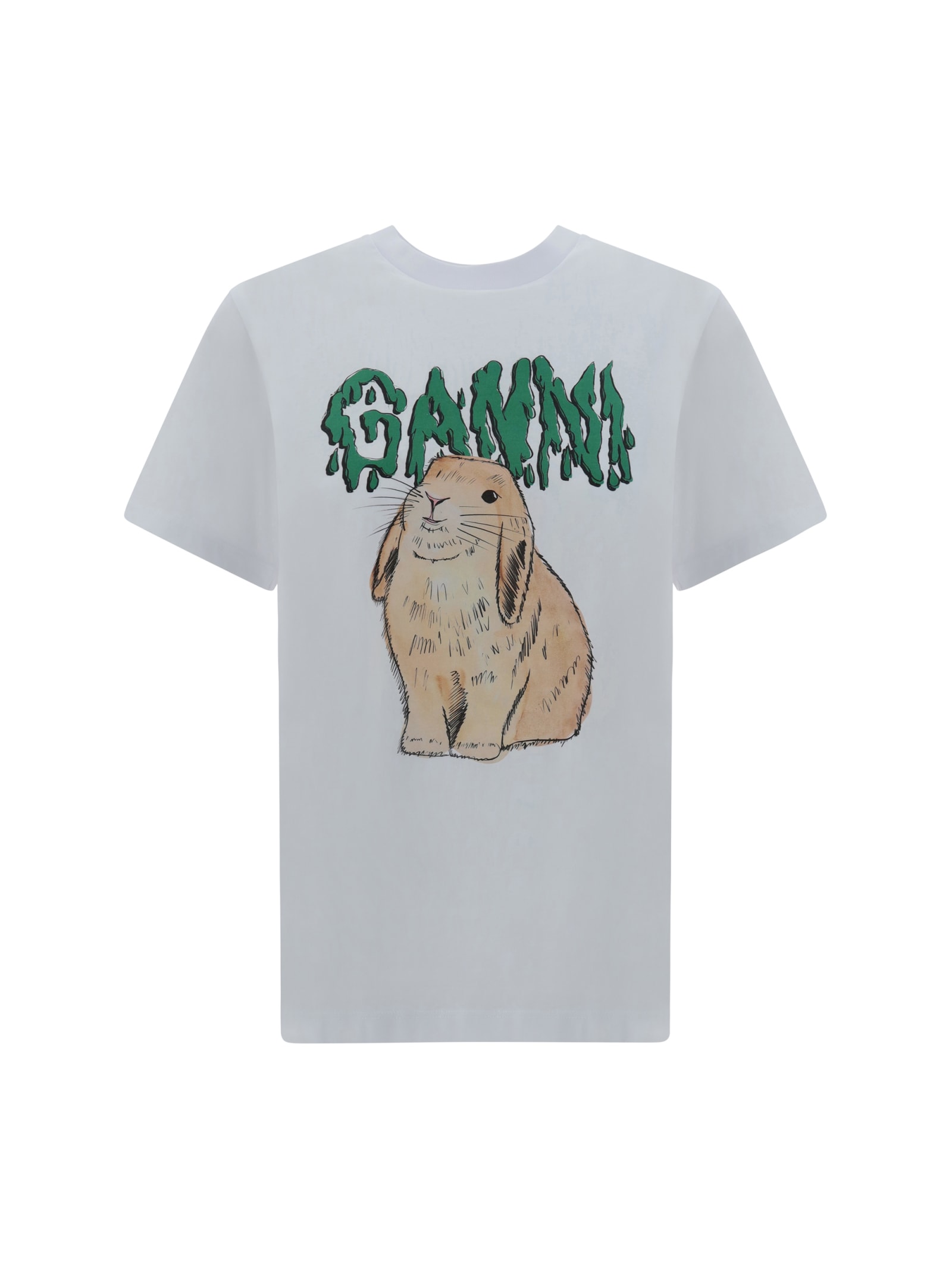 Shop Ganni Bunny T-shirt In White