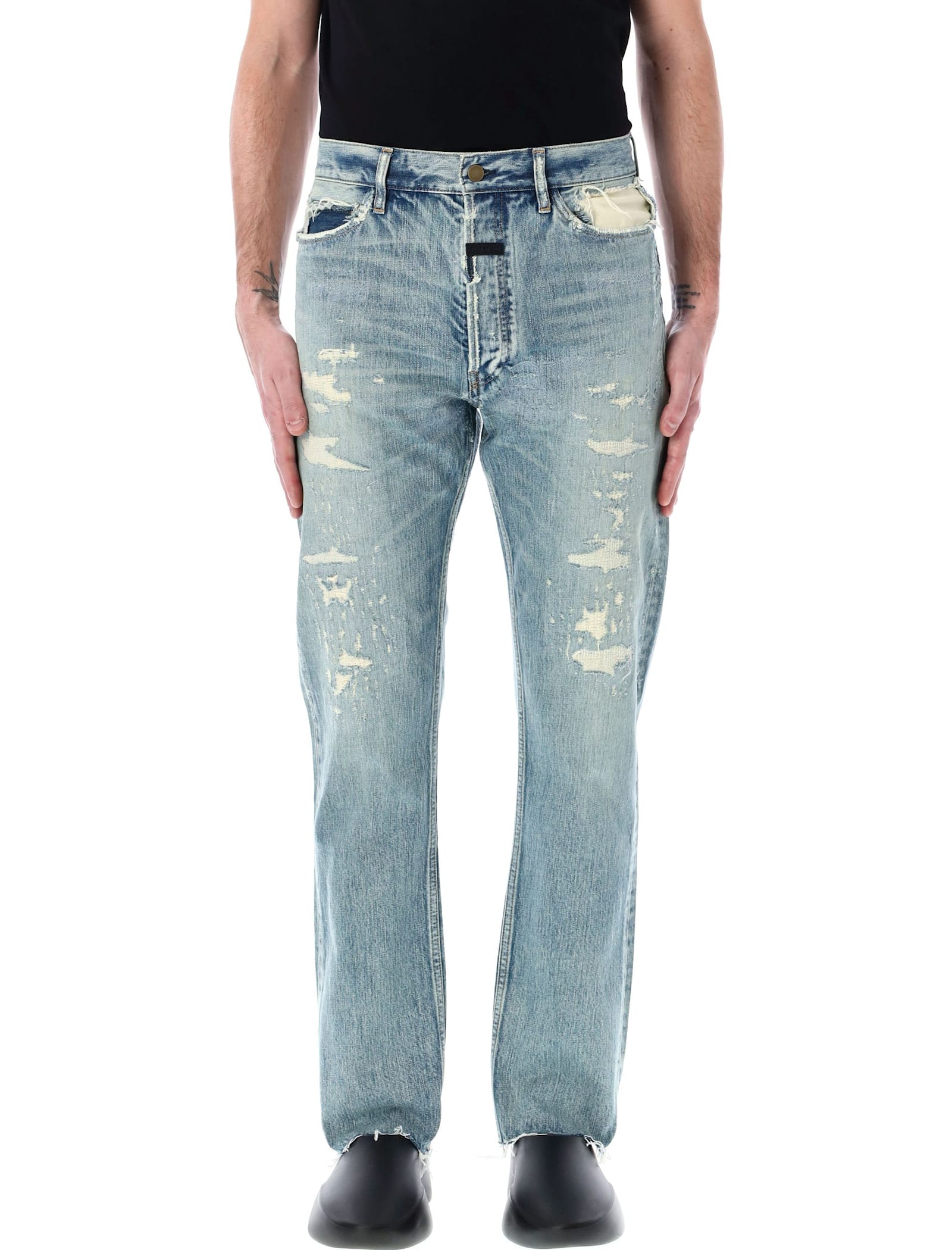 Fear Of God Repaired Classic Jeans In Blue