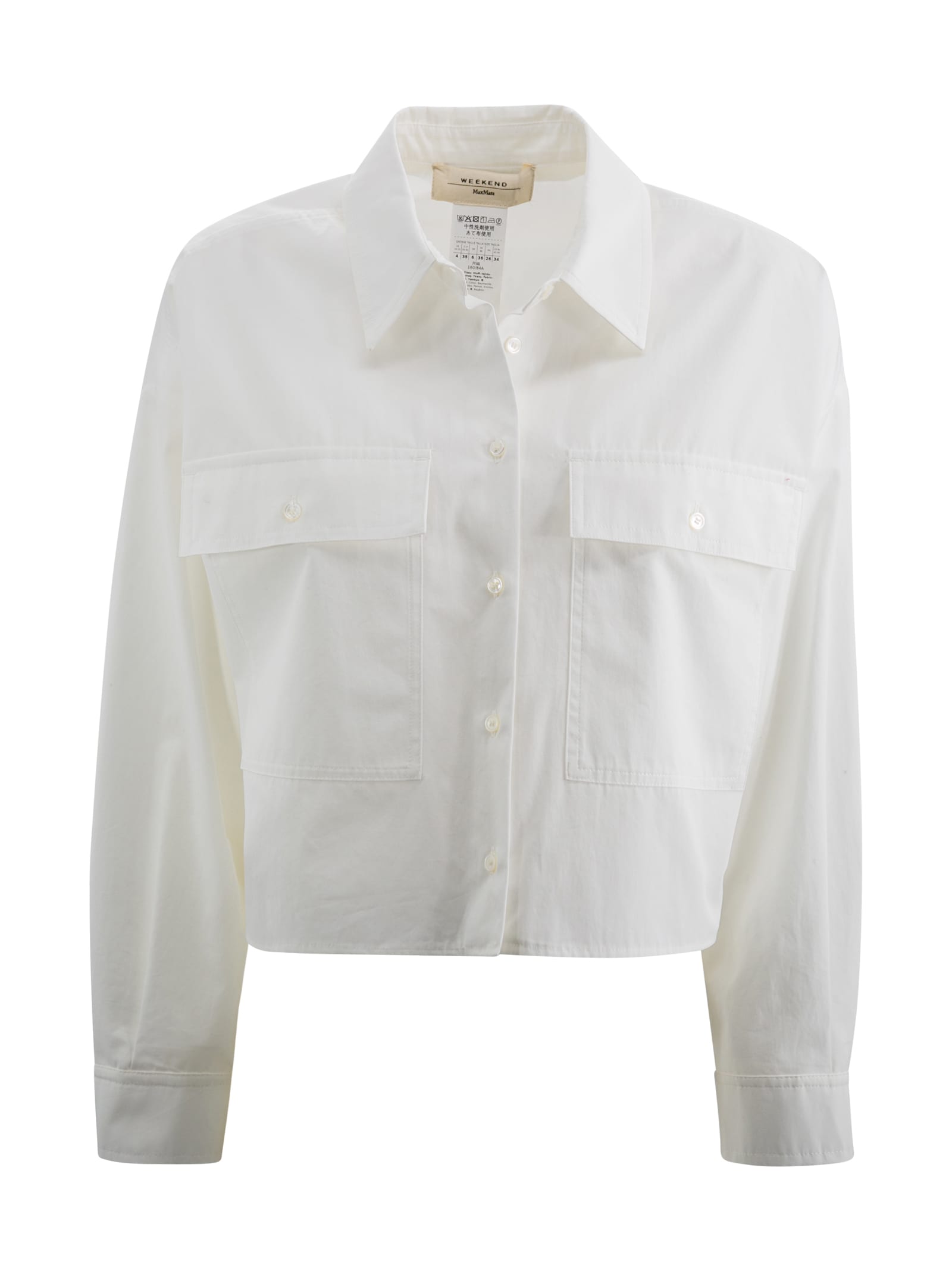 Shop Weekend Max Mara Cotton Carter Shirt In Bianco