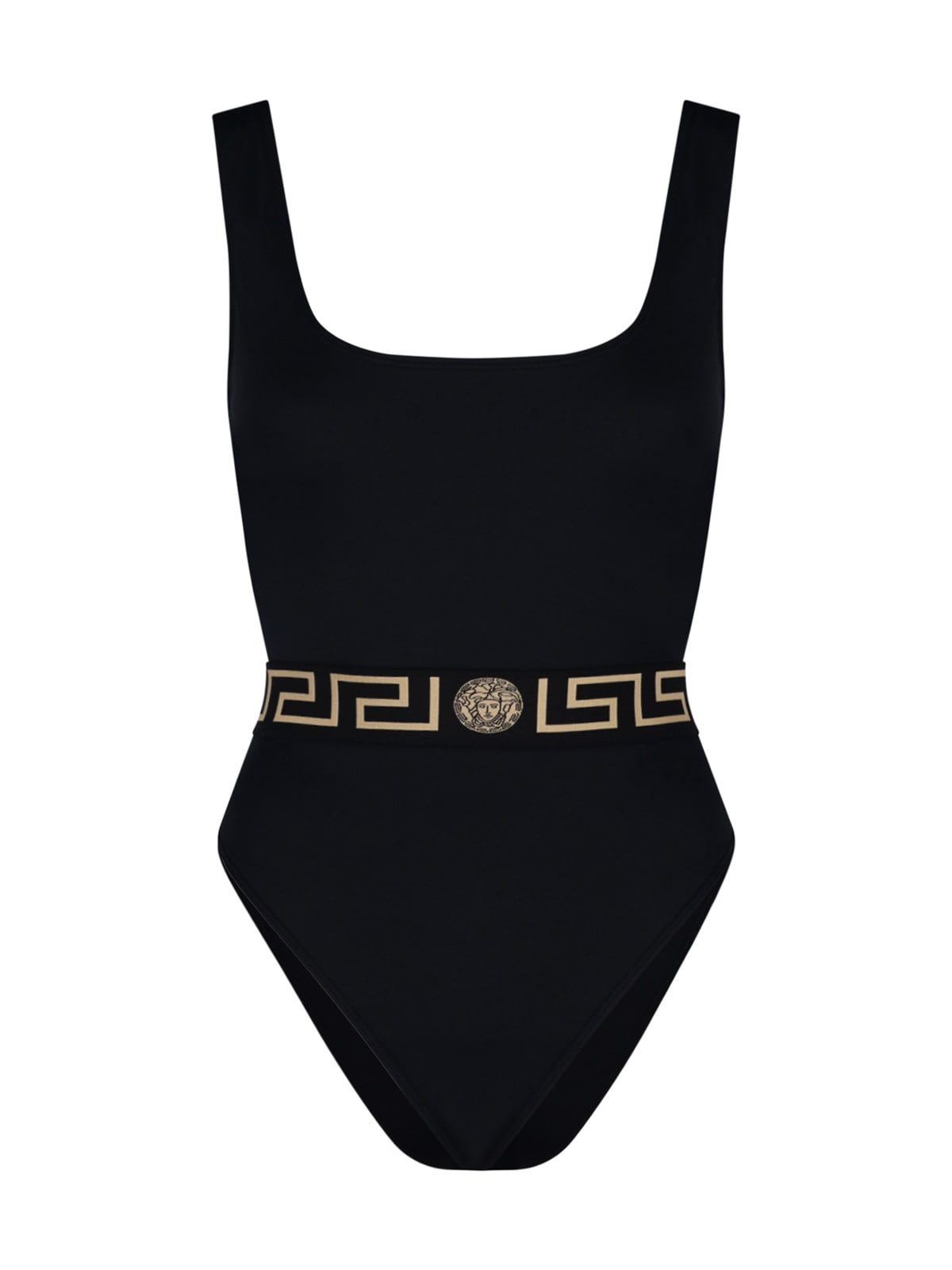 Versace Greek One-piece Swimsuit In Black