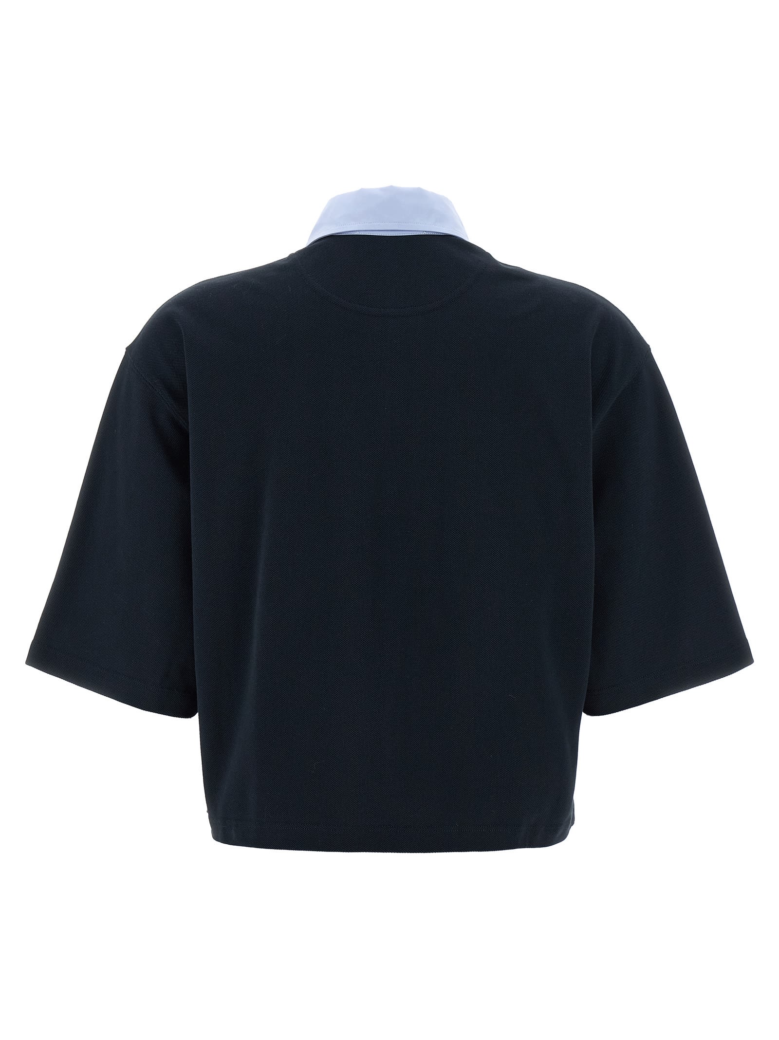 Stella Mccartney Cropped Piquet Polo In Blue