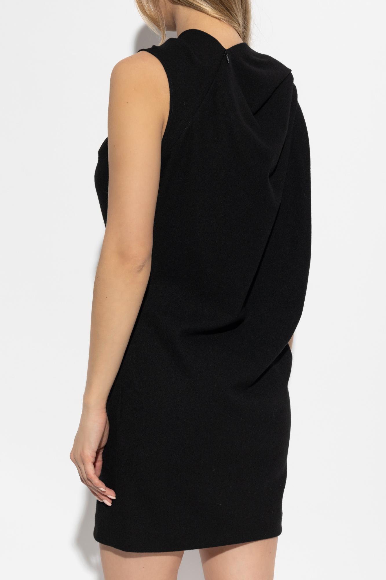 Alexander Mcqueen Wool Crepe Dress In Black