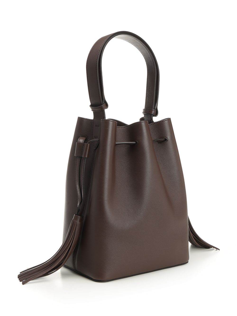 Valentino Garavani Chocolate Leather Vlogo Signature Bucket Bag In Brown