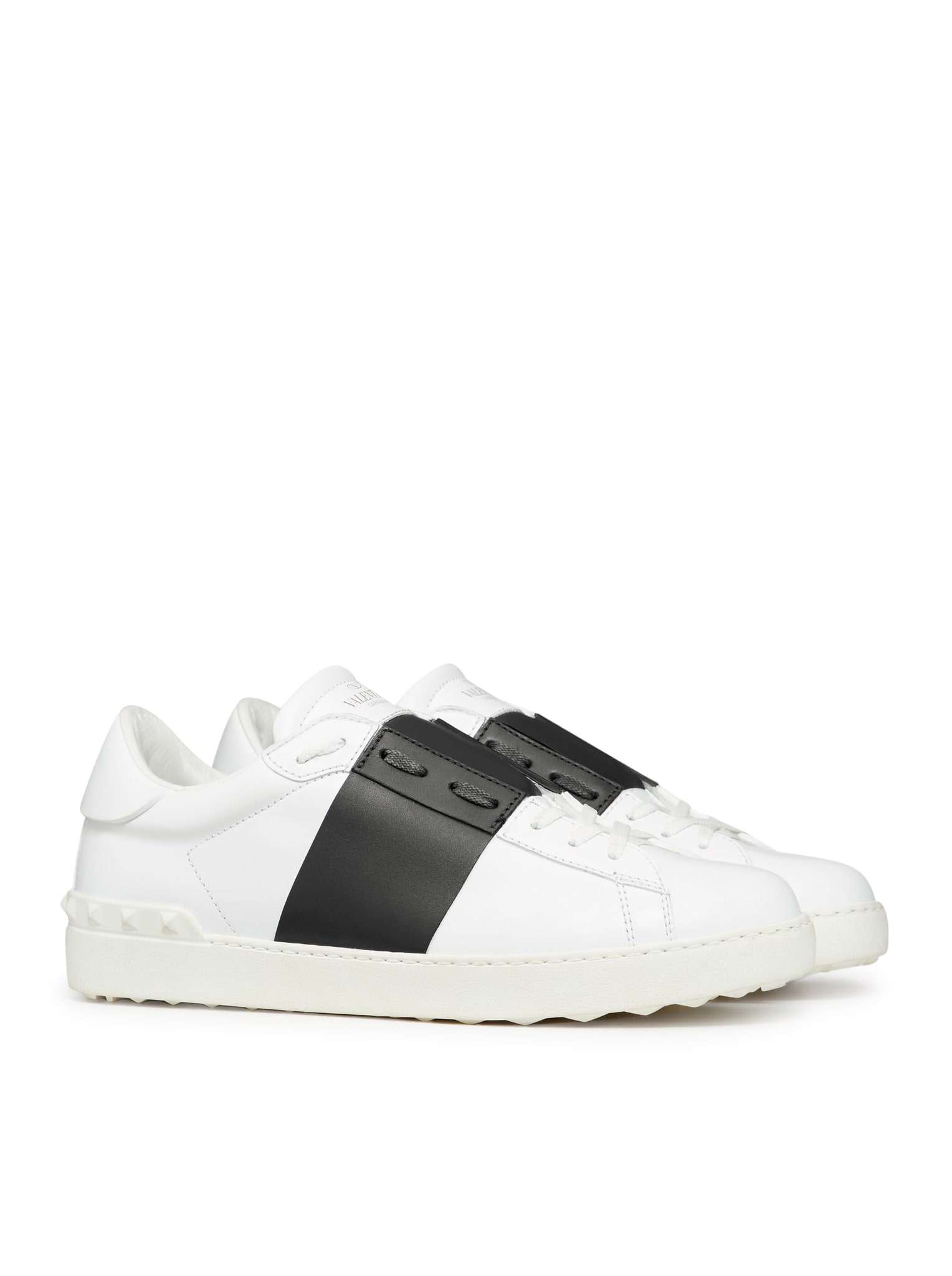 Shop Valentino Sneaker Open Vitello Tecnic Calf/vitello/rs In White Black
