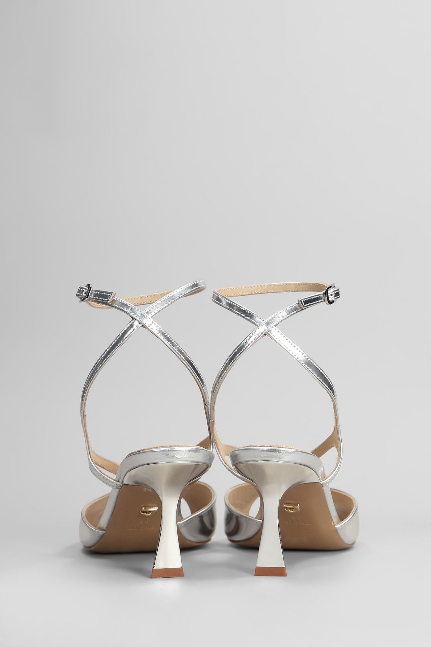 Lola Cruz Streep 65 Sandals In Silver Leather In Silver