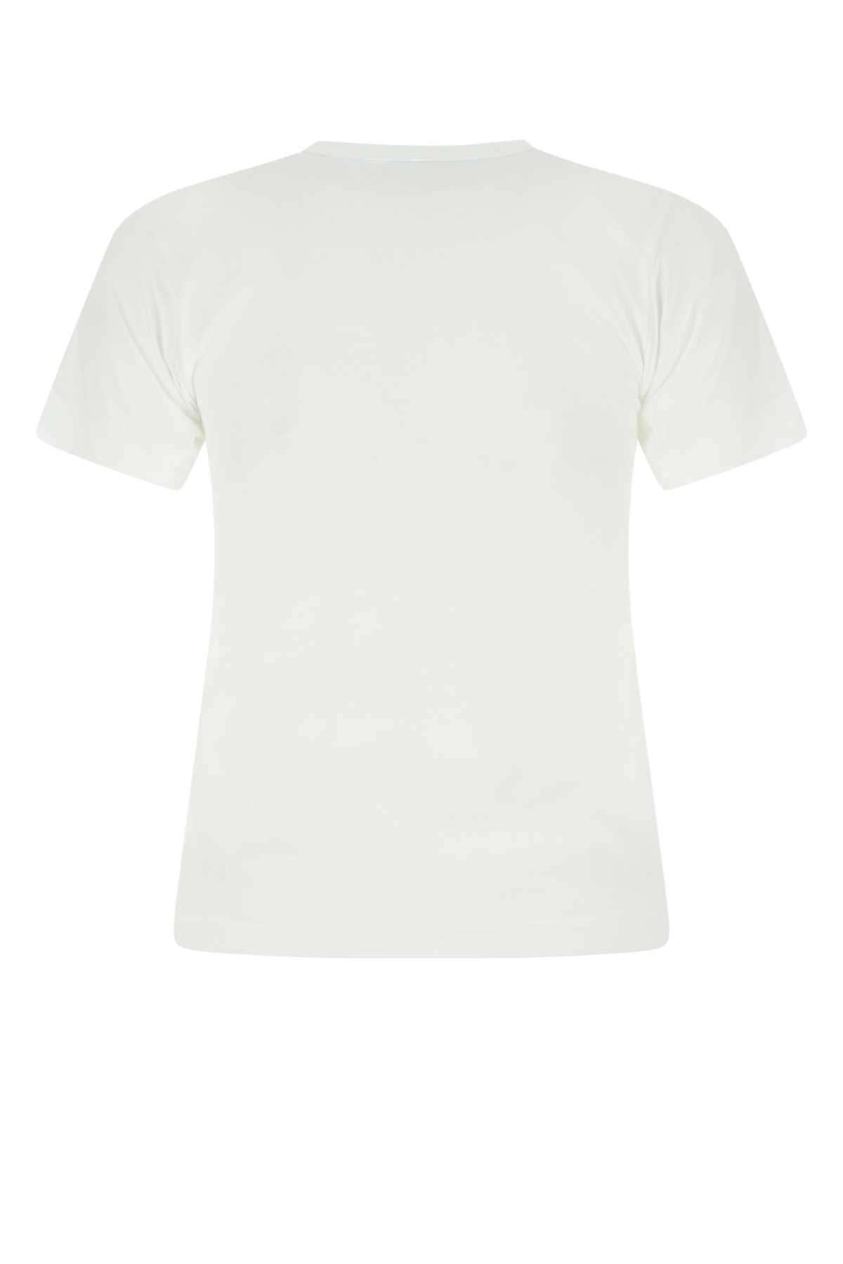 Shop Comme Des Garçons Play White Cotton T-shirt In Blue