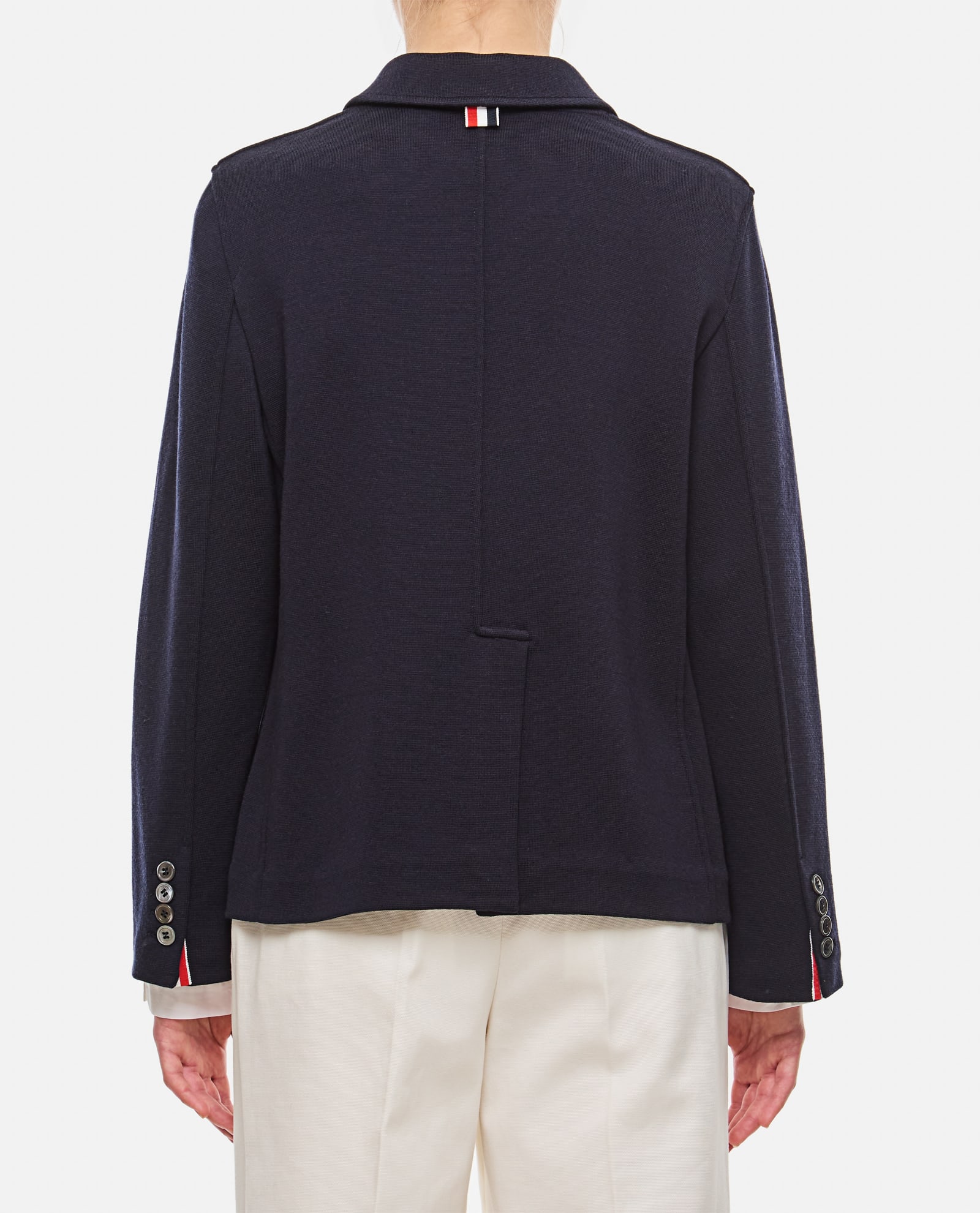 Shop Thom Browne Cropped Sack Wool Jacket In Blue