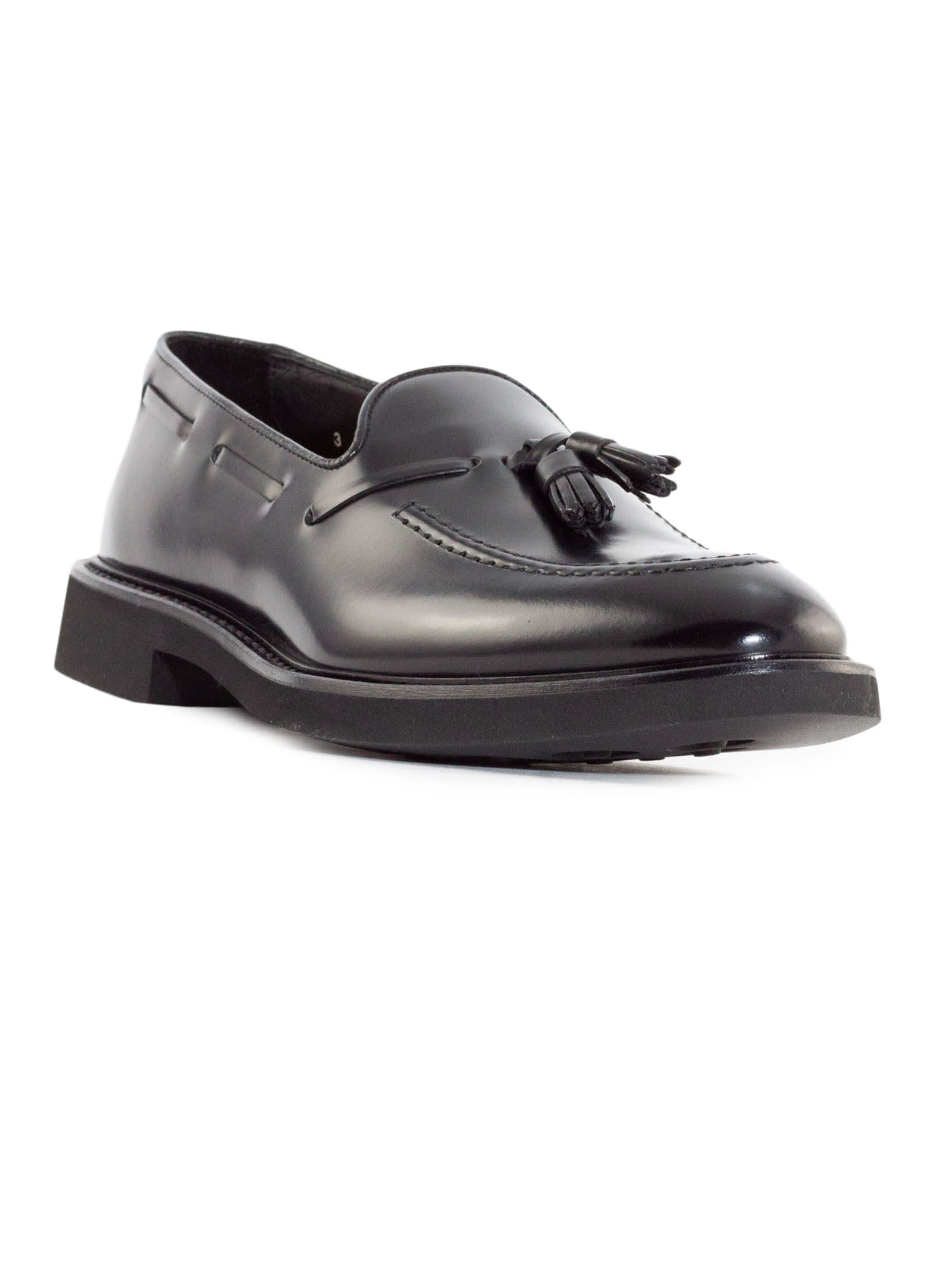 Doucal's Black Brushed Leather Loafers In Nero F.do Nero