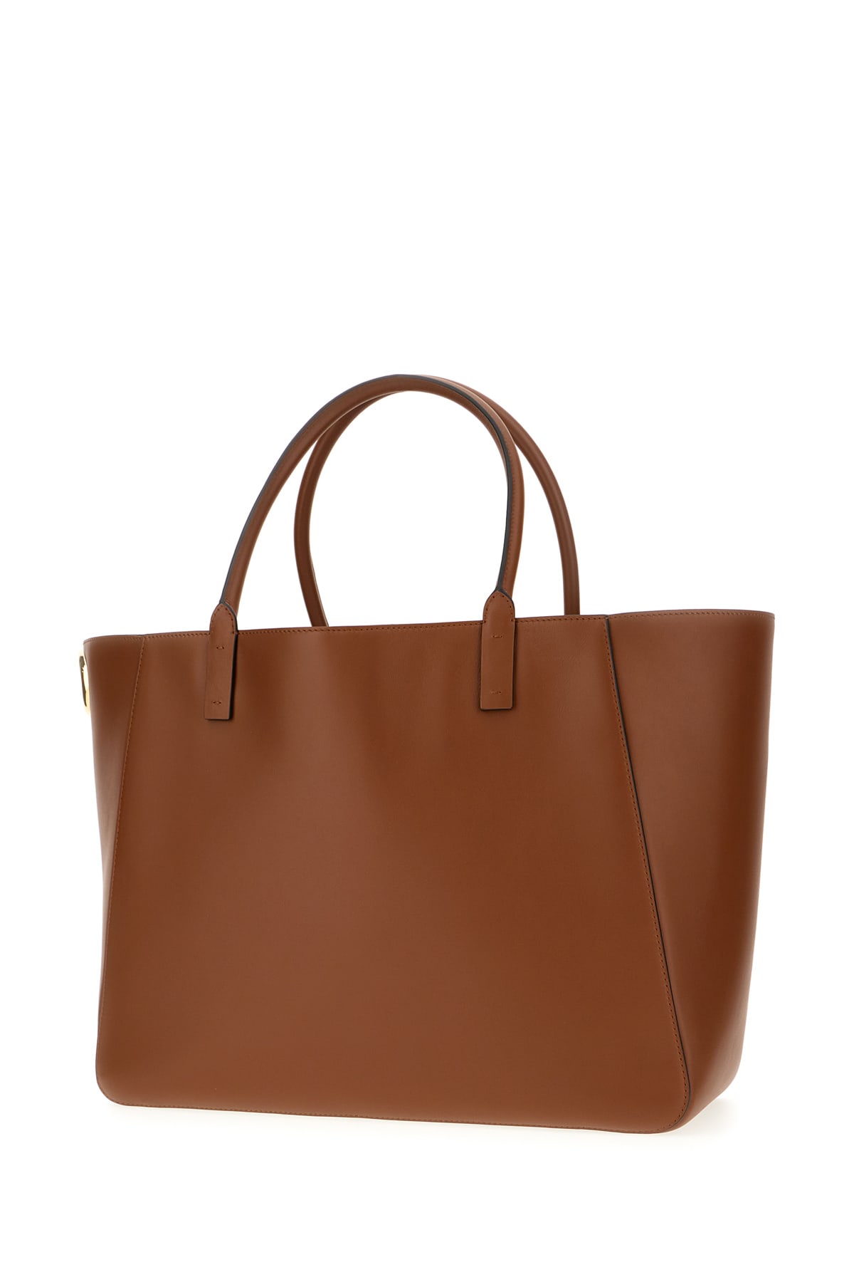 Shop Valentino Brown Leather Shopping Bag In Tobacco