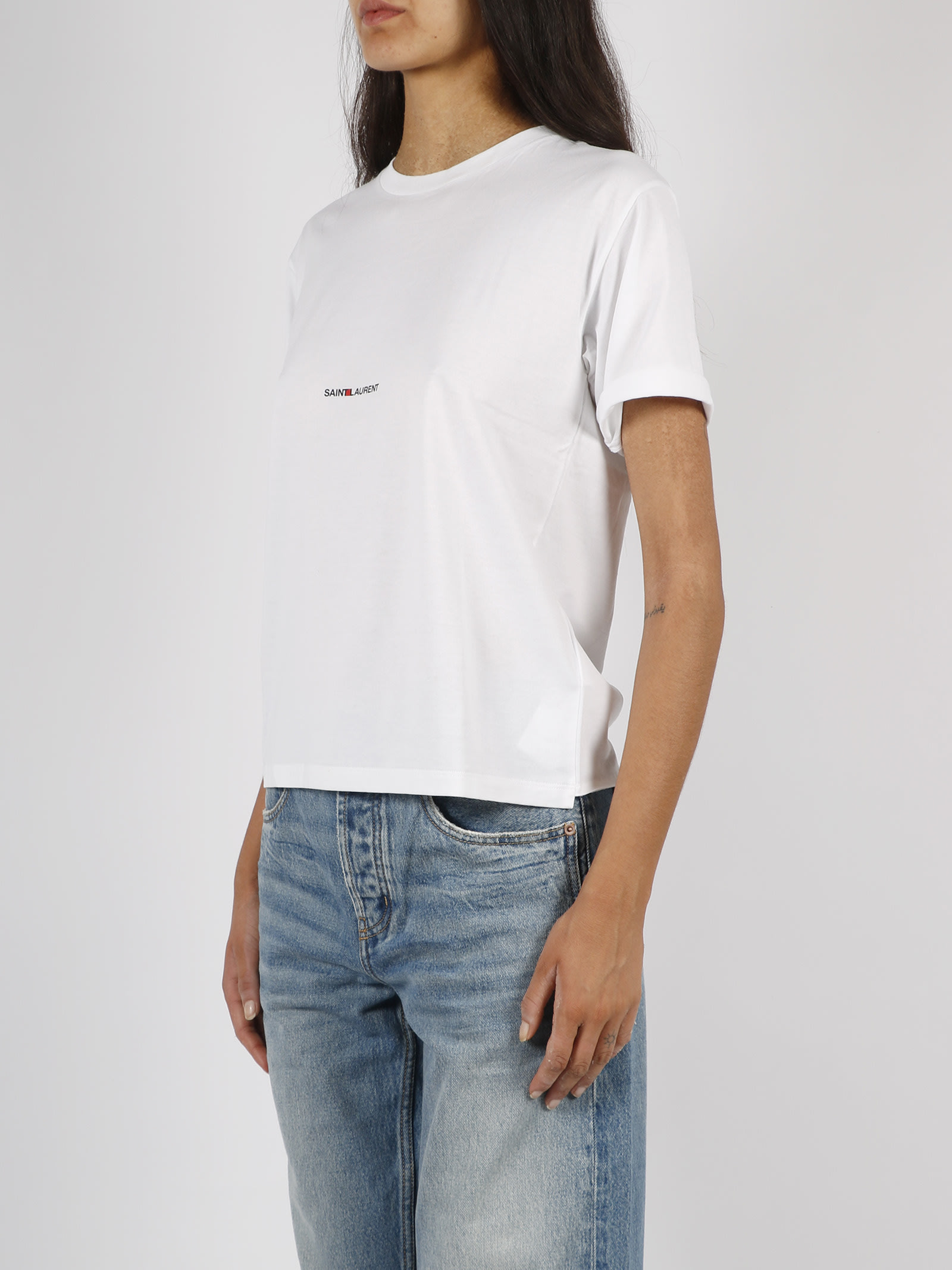 Shop Saint Laurent Boyfirend T-shirt In White