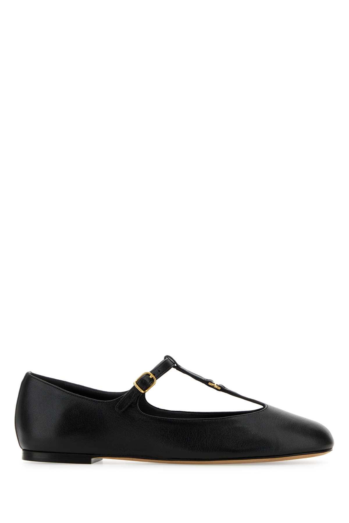 Shop Chloé Black Leather Marcie Ballerinas