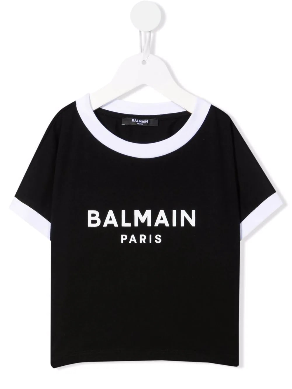 Balmain Kids Black And White Crop T-shirt With Logo