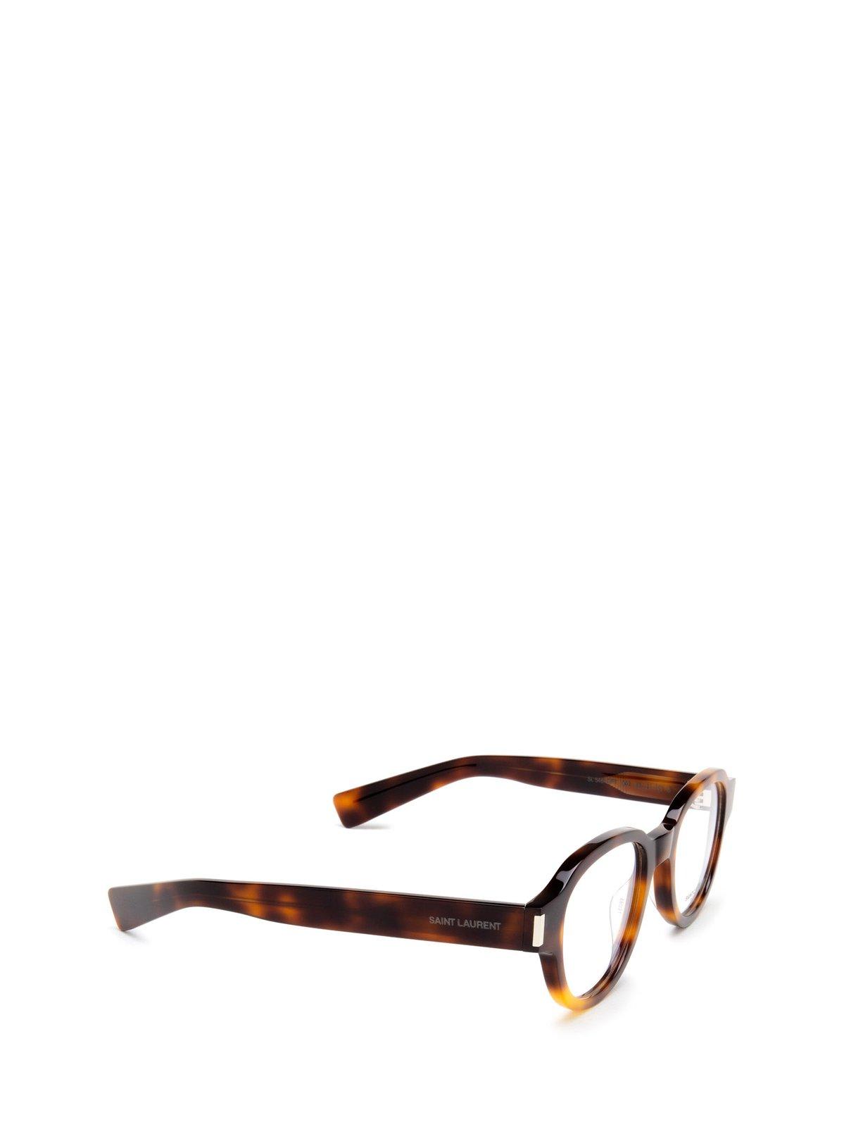 Shop Saint Laurent Wayfarer Frame Glasses In 002 Havana Havana Transpa