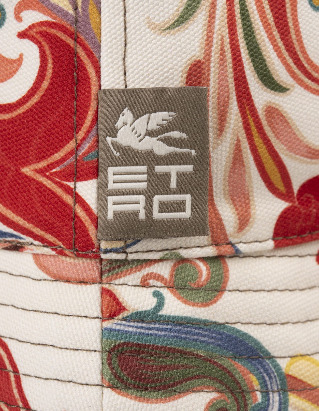 Shop Etro White Bucket Hat With Paisley Print