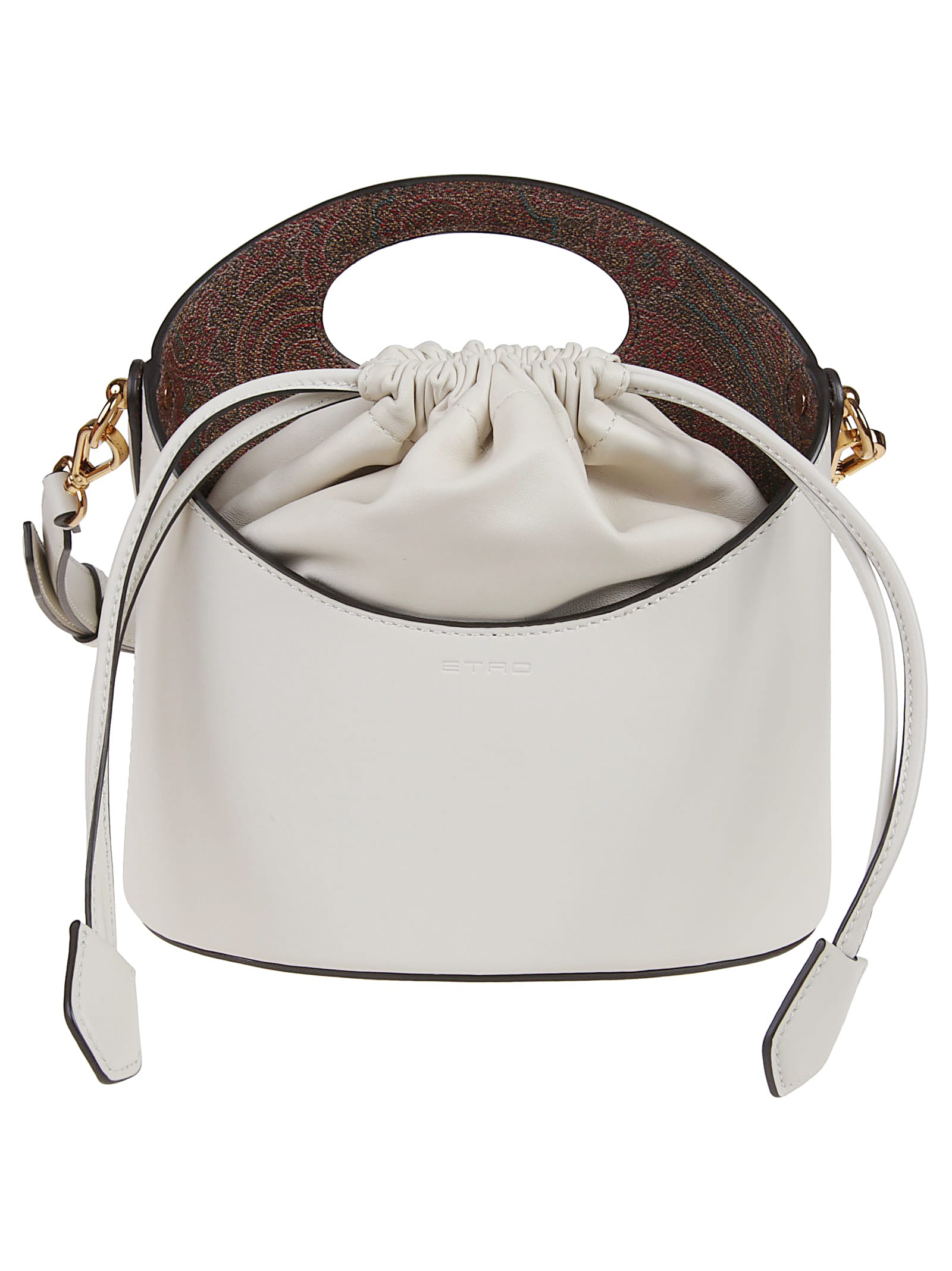Etro Medium Saturno Bucket Bag In White