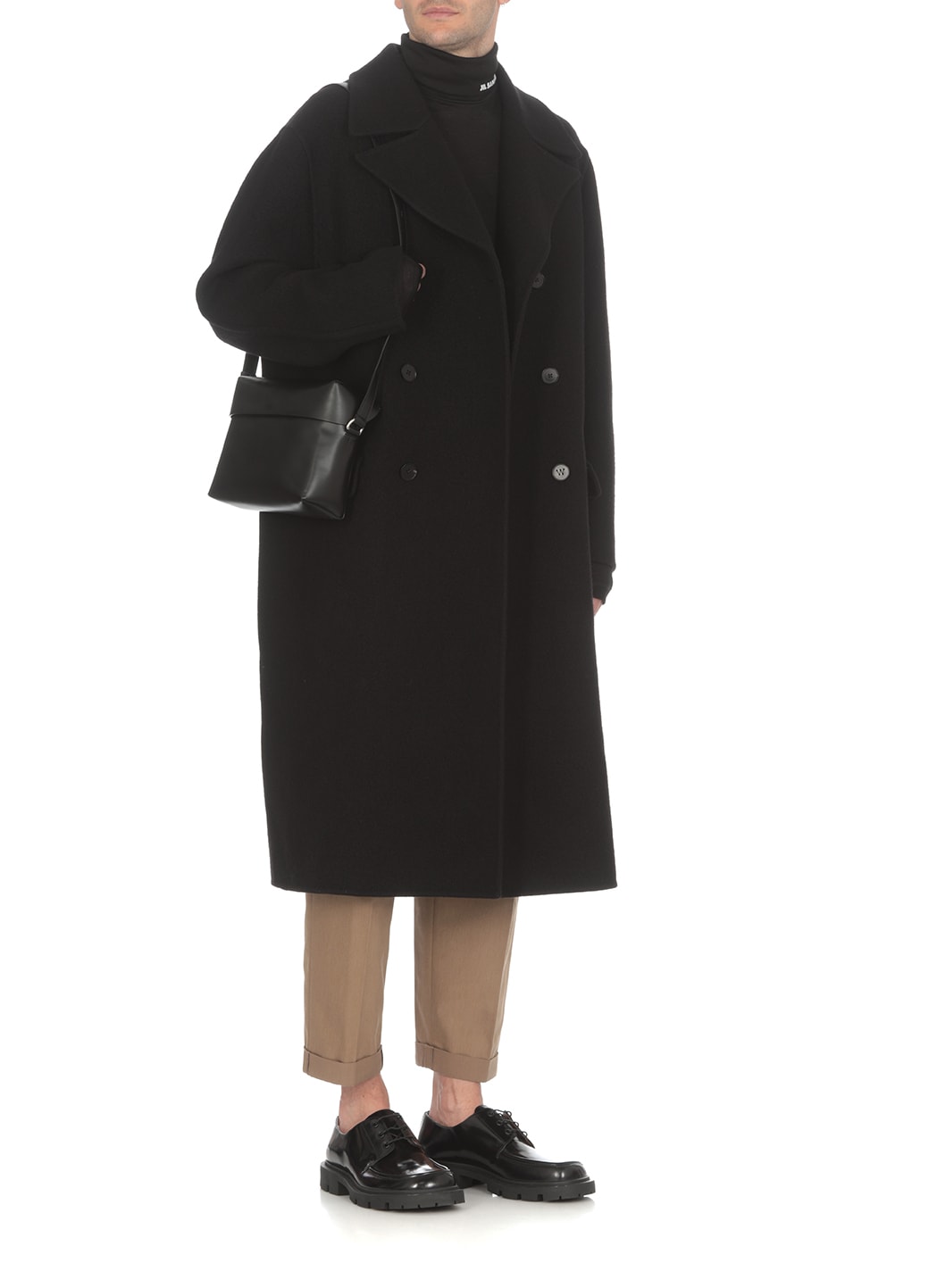 Jil Sander Long Length Double-breasted Jacket In Black