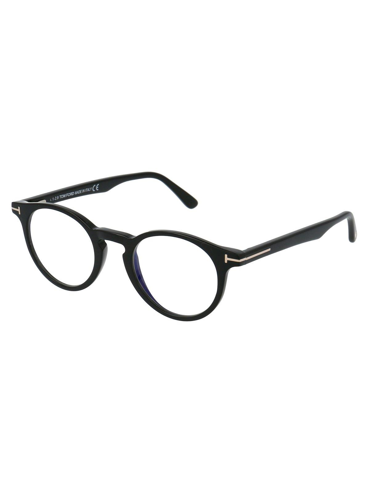Shop Tom Ford Round Frame Glasses Glasses In 001 Nero Lucido