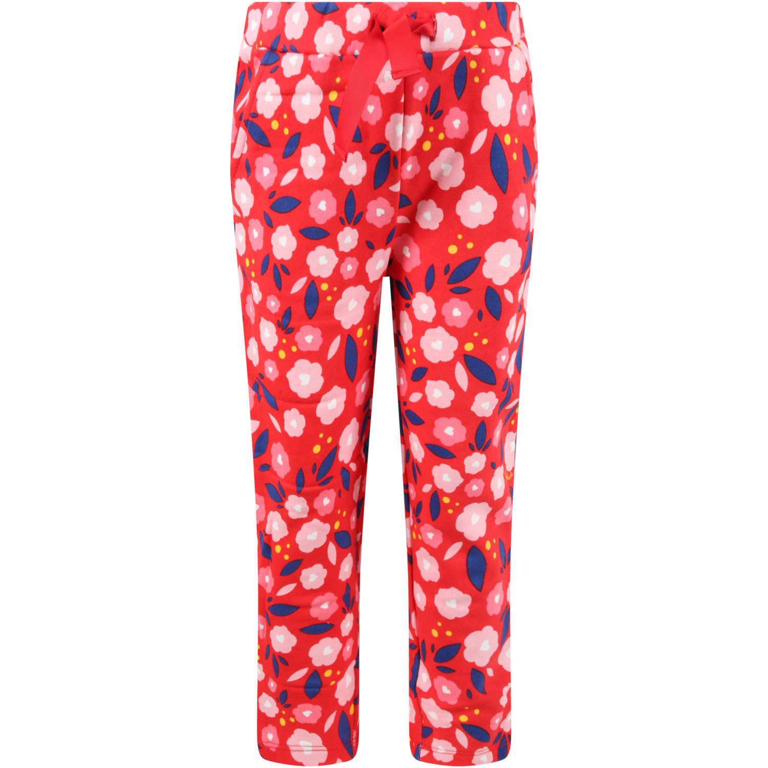 Sonia Rykiel Red Sweatpant For Girl With Flowers