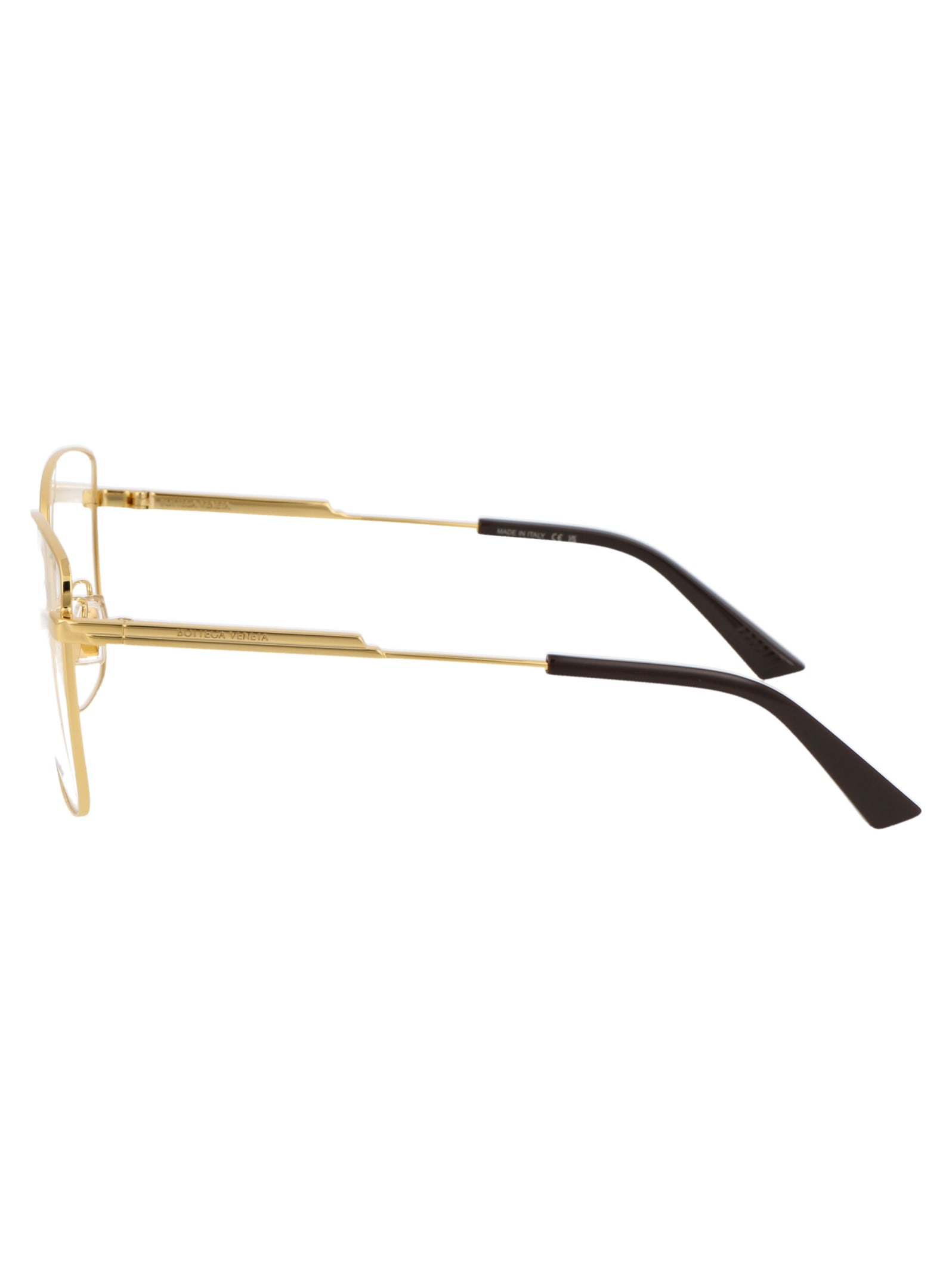Bottega Veneta Gold Gold Transparent Metal Glasses In Gold