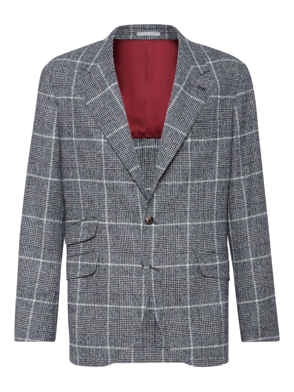Brunello Cucinelli Deconstructed Wool Jacket Checked Pattern In Blue