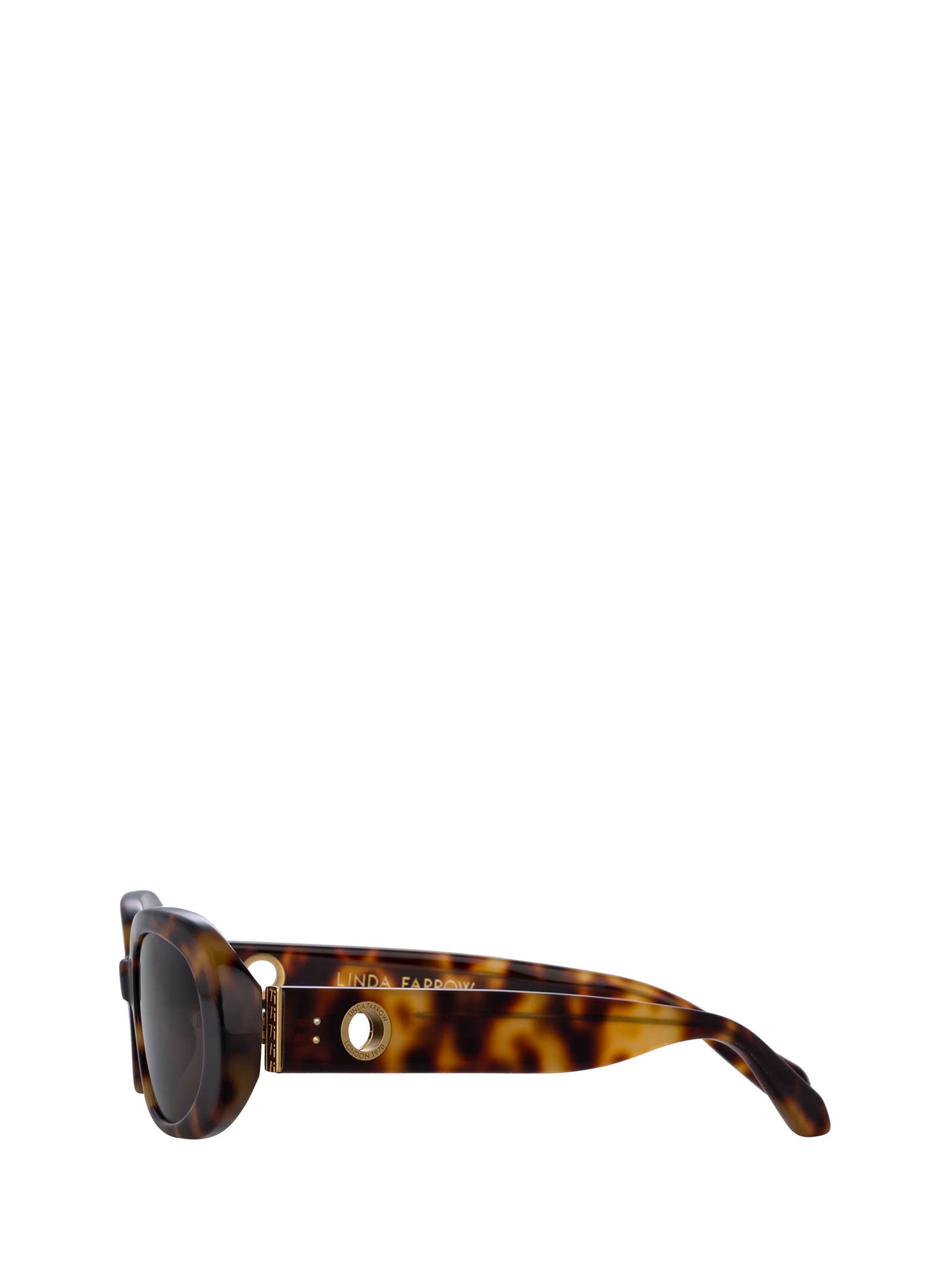 Shop Linda Farrow Lfl1252 T - Shell / Yellow Gold Sunglasses