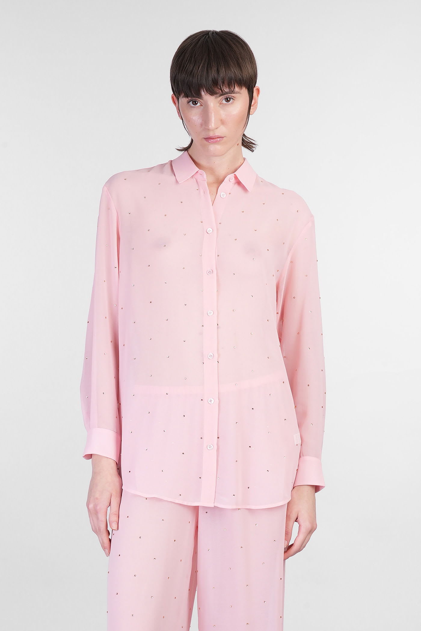 Mc2 Saint Barth Brigitte Shirt In Rose-pink Polyester In Pink