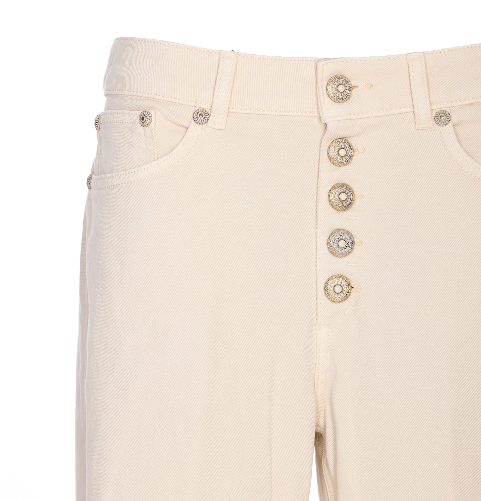 Dondup Button-fastening Patch-pocket Jeans In Gold