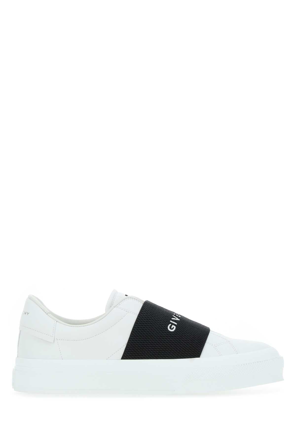 Shop Givenchy White Leather New City Slip Ons In Whiteblack