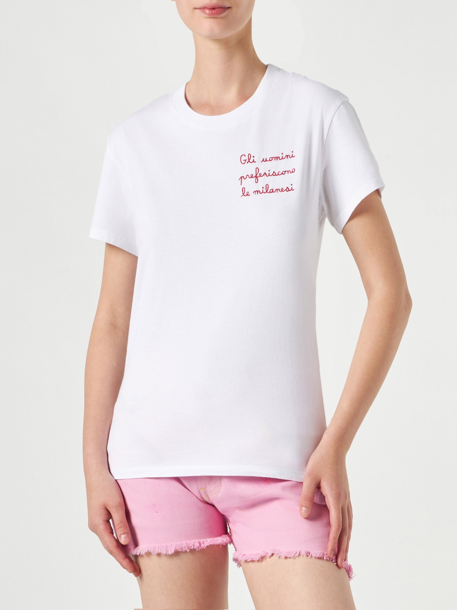Woman Cotton T-shirt With Embroidery La Milanese Special Edition
