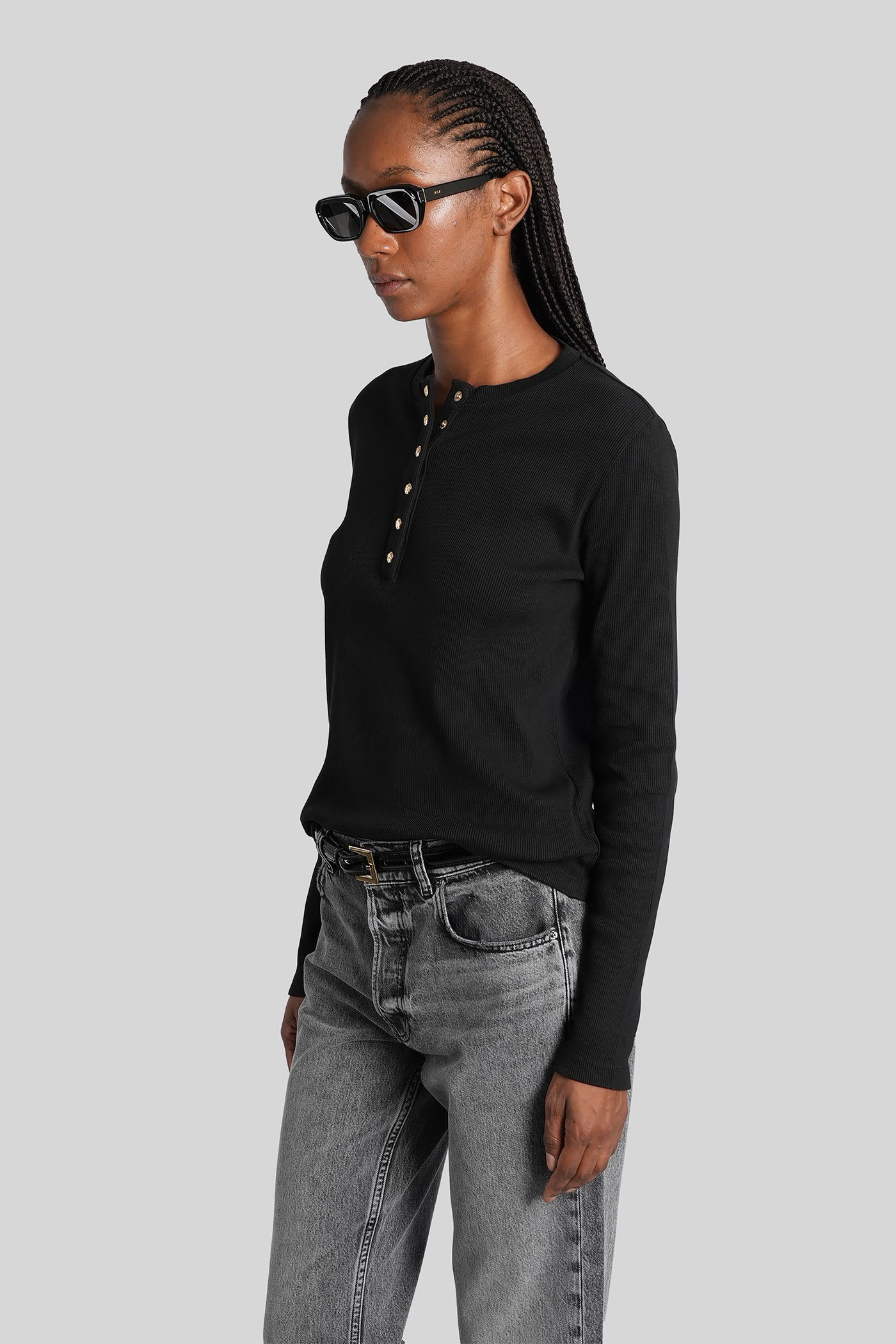 Anine Bing Alessia Topwear In Black Cotton In Black