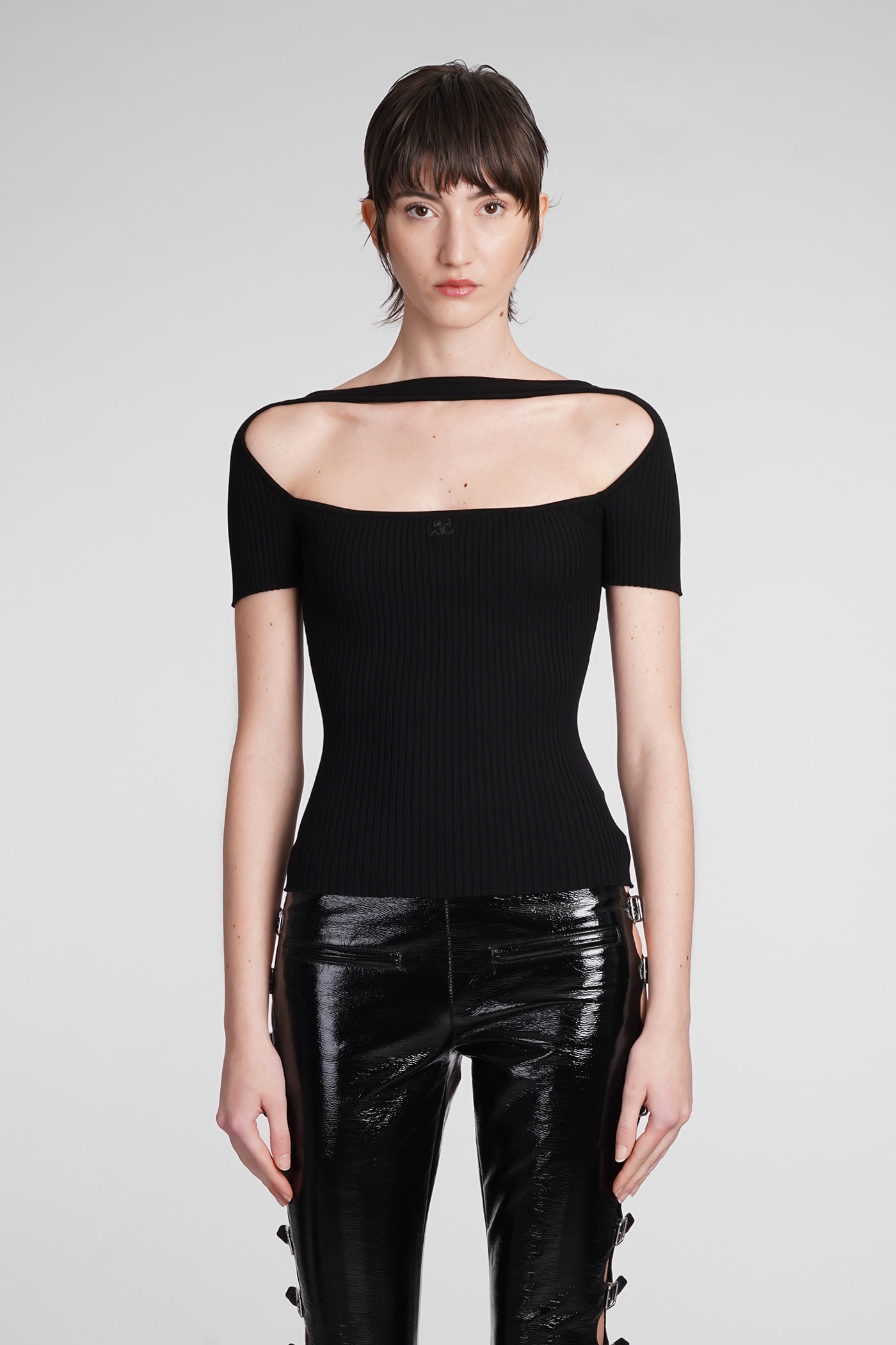 Shop Courrèges Topwear In Black Viscose