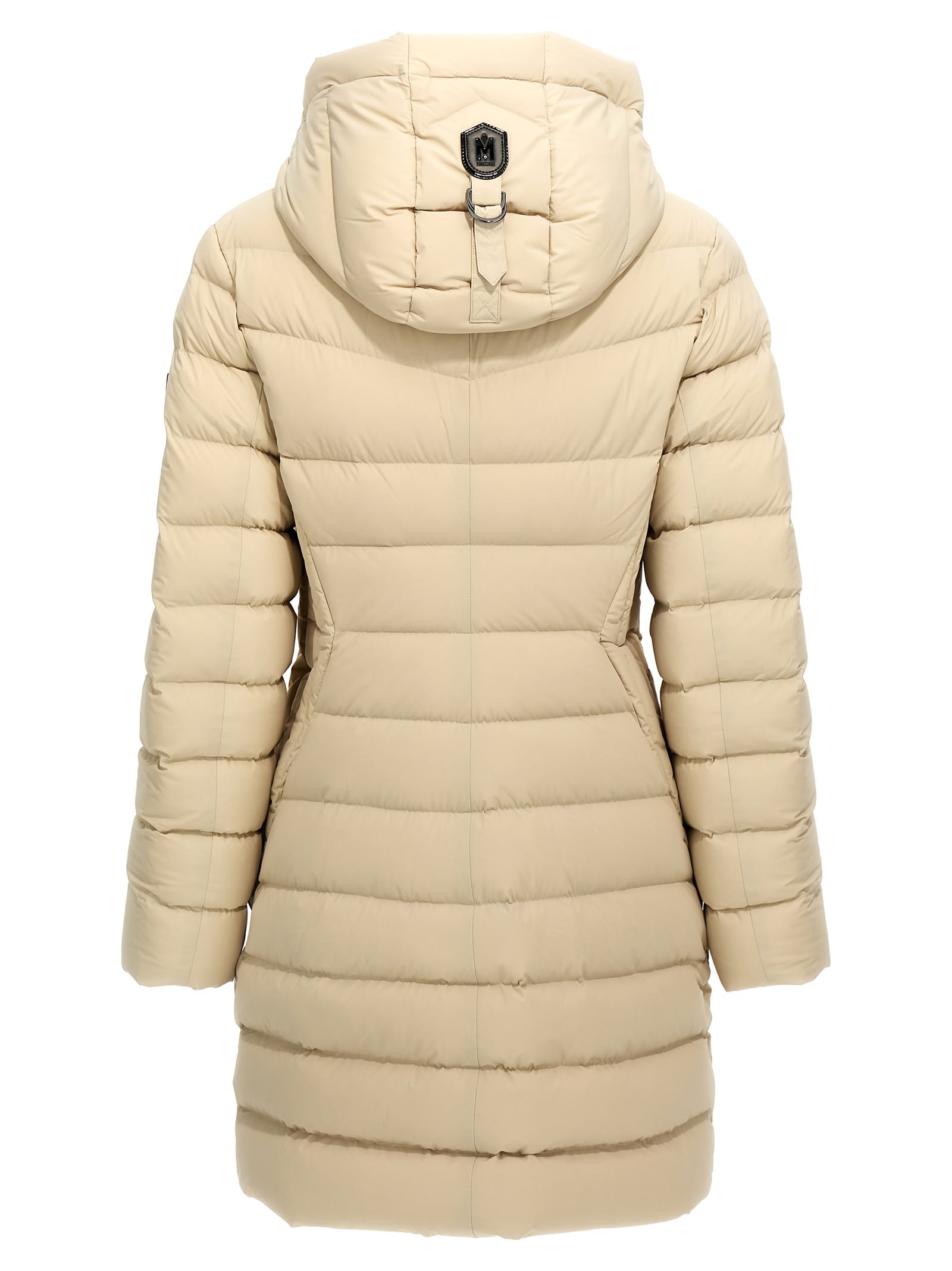 Shop Mackage Farren Long Down Jacket In Beige