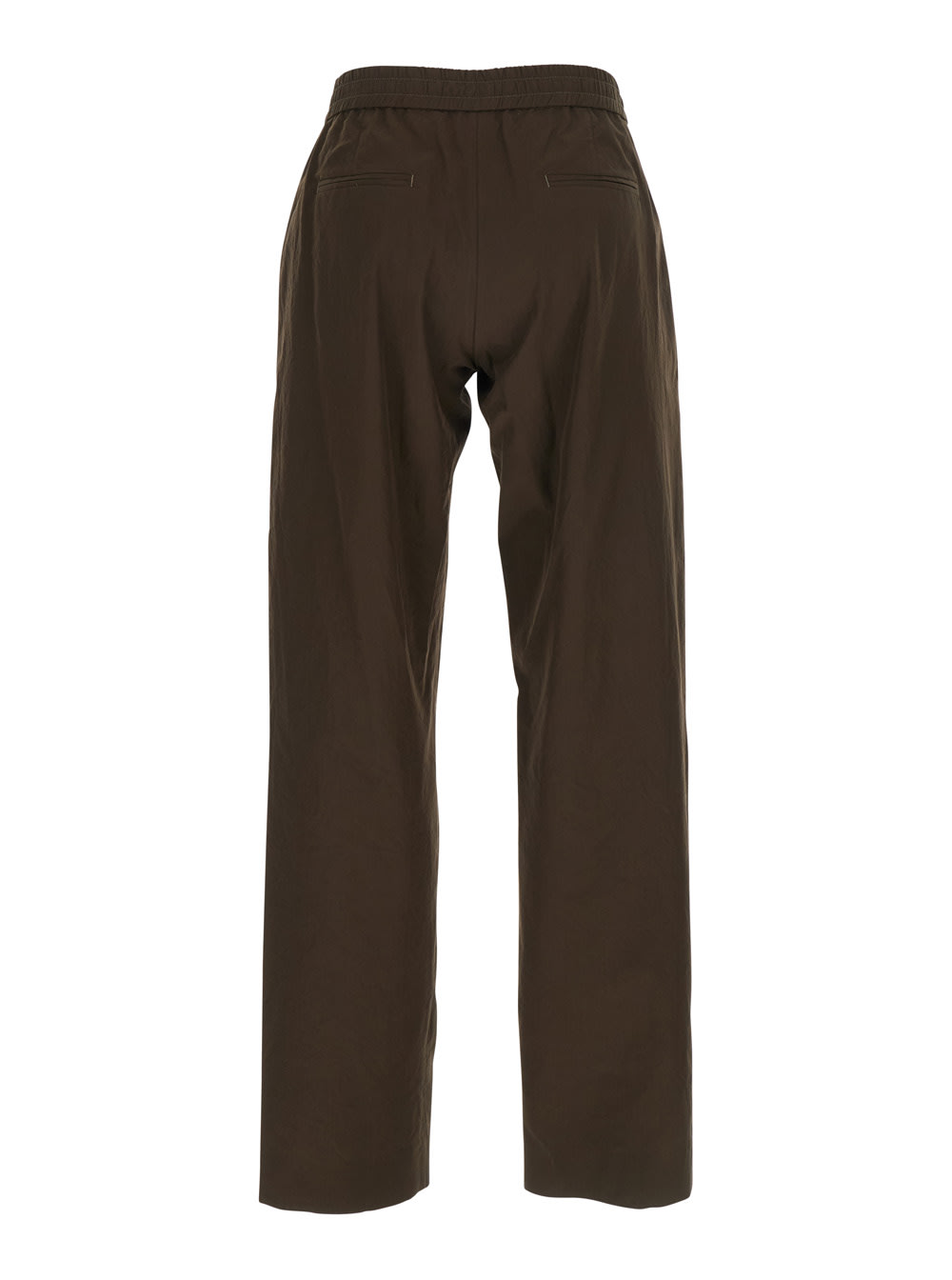 Pt Torino Erika Brown Pants With Elastic Waist In Cotton Woman In Brown