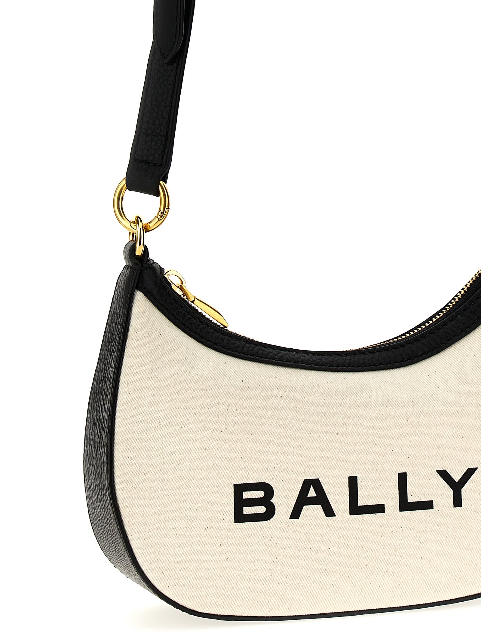 Shop Bally Bar Ellipse Crossbody Bag In White/black