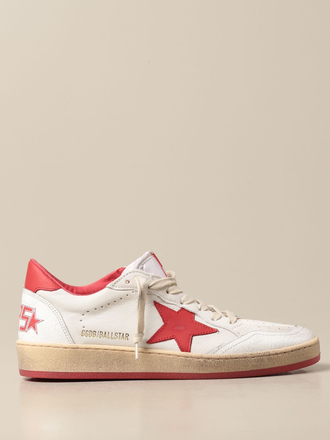 Golden Goose Sneakers In Leather With Logo In White