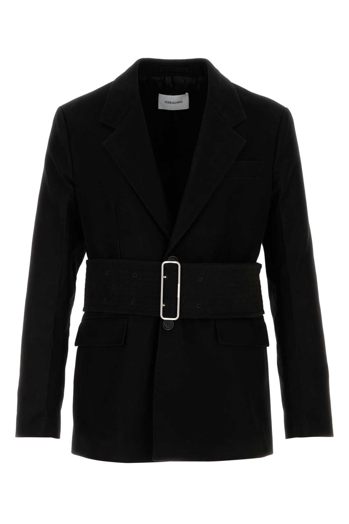 Ferragamo Black Cotton Blazer