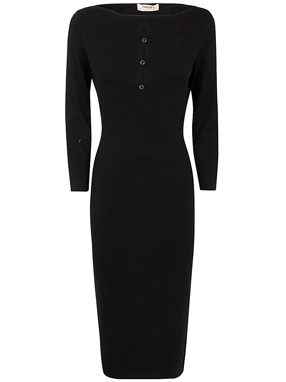 Shop Twinset Cut-out Stud Detailed Knit Midi Dress In Black