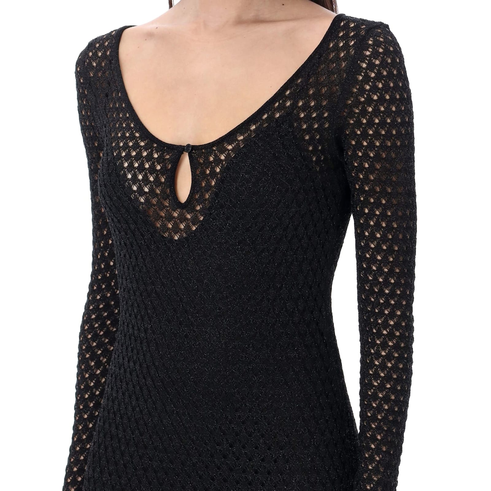 Shop Tom Ford Lurex Crochet Maxi Dress In Black