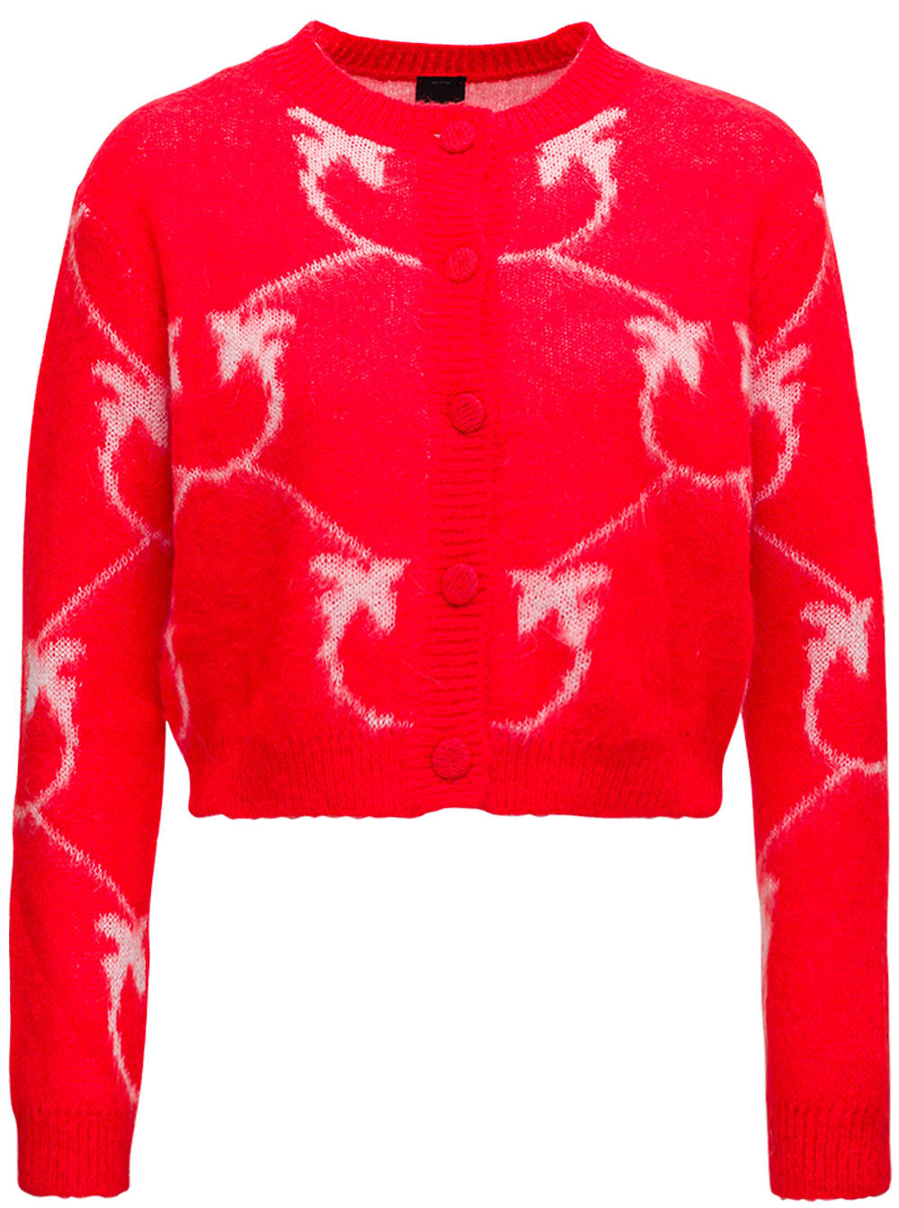 Pinko Red Cardigan With Allover Logo Print