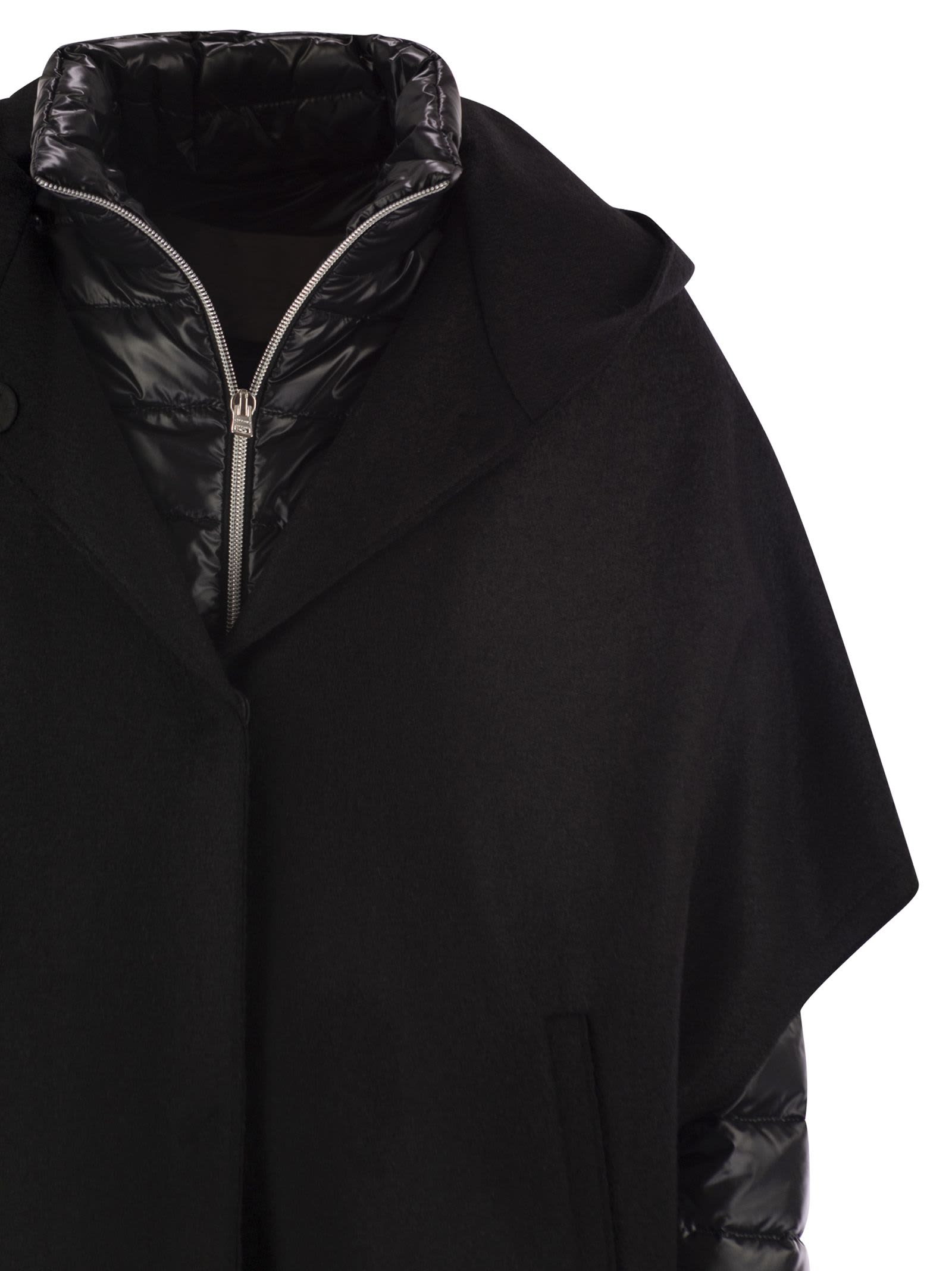 Herno Resort Hood In Ultralight Wool And Nylon In Black