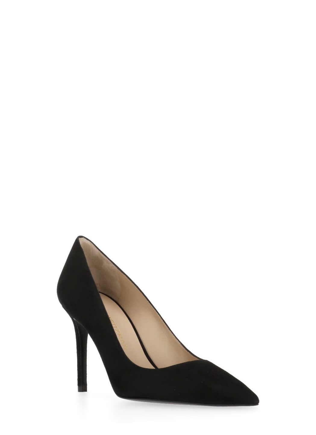 Stuart Weitzman Pointed Toe Leather Stiletto Heel Pumps In Black
