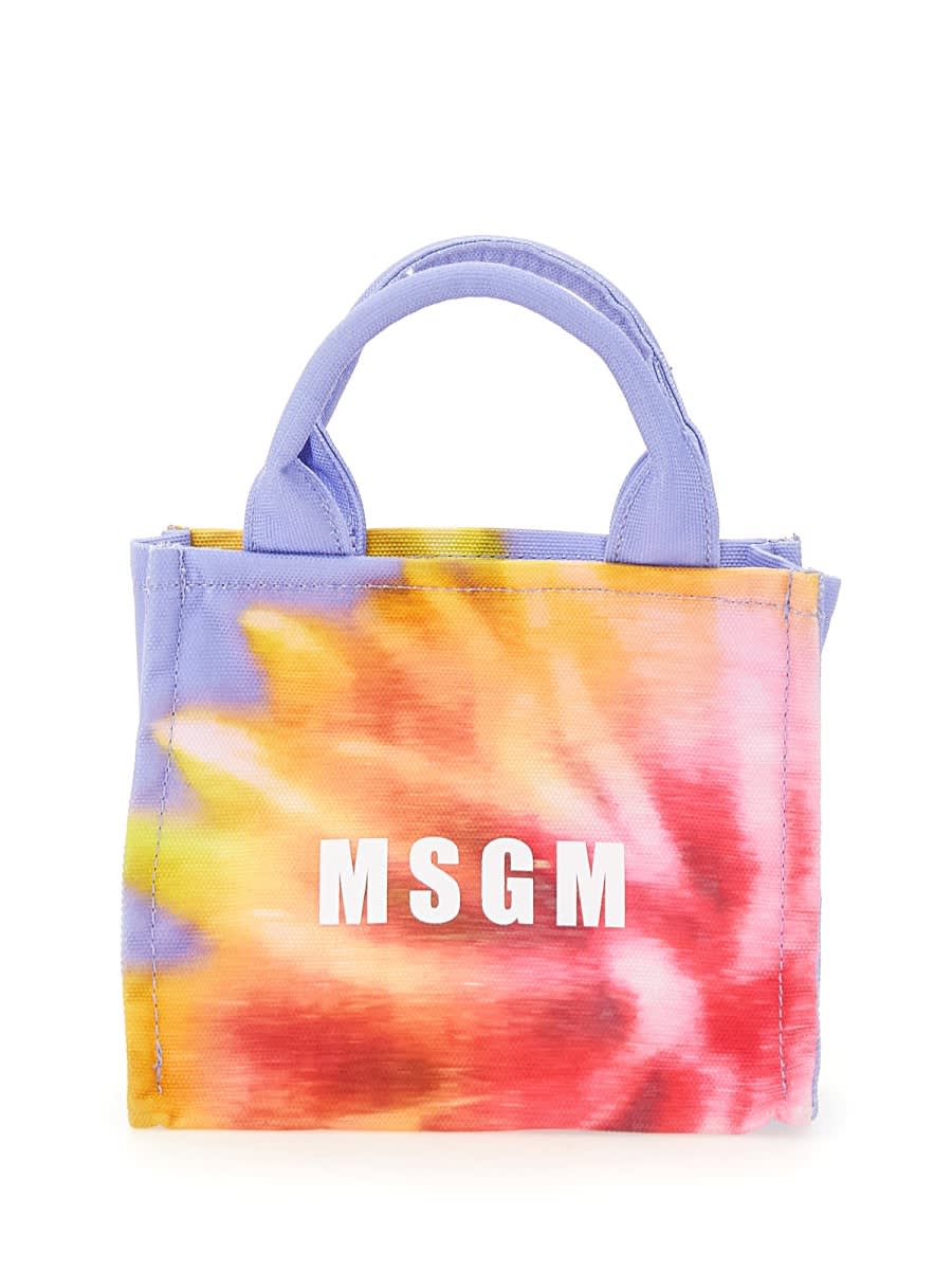 Shop Msgm Mini Canvas Tote Bag In Multicolour